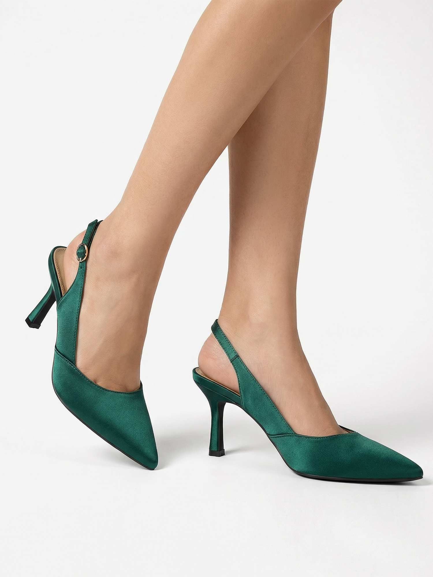 Women's Slingback Kitten Heels Closed Pointed Toe Pumps Wedding Party Dress Shoes