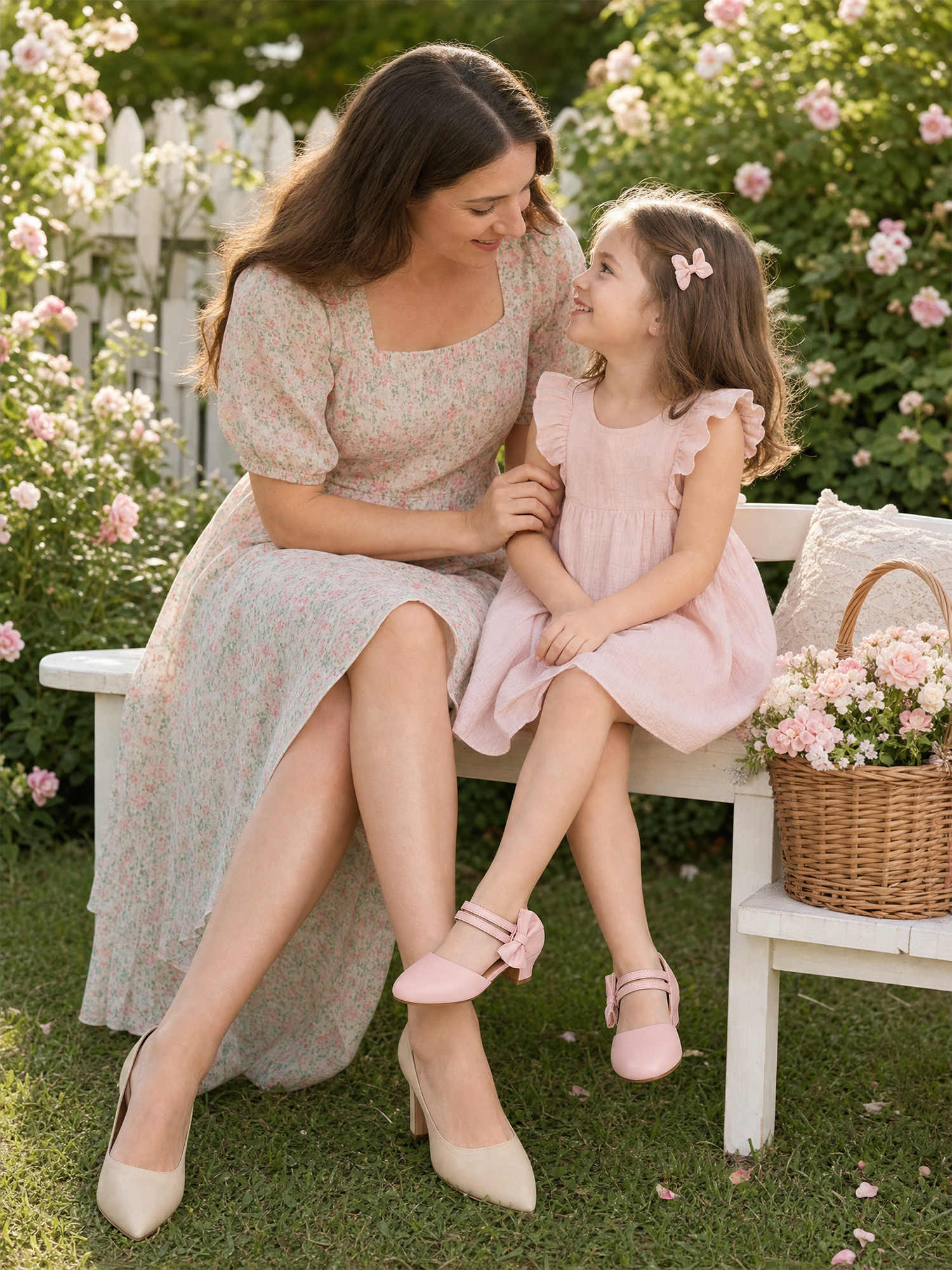 Girls Dress Shoes Bow Closed Toe Low Heels Wedding Pumps Shoes Ankle Strap Party Birthday Cute Pump Round Toe Chunky Heel Closed Toe Hook and Loop Shoes for Little Big Girls