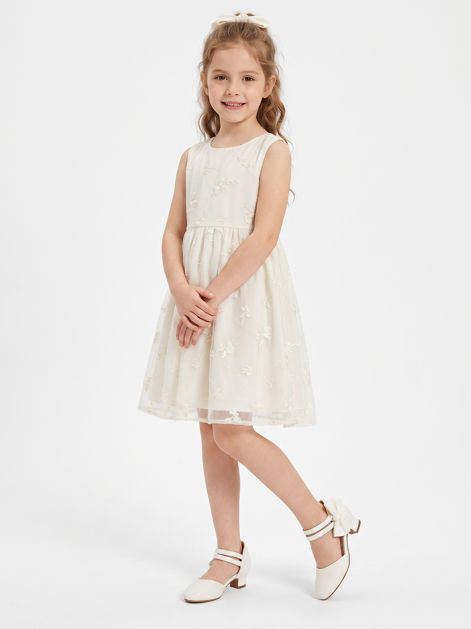 Girls Dress Shoes Bow Closed Toe Low Heels Wedding Pumps Shoes Ankle Strap Party Birthday Cute Pump Round Toe Chunky Heel Closed Toe Hook and Loop Shoes for Little Big Girls
