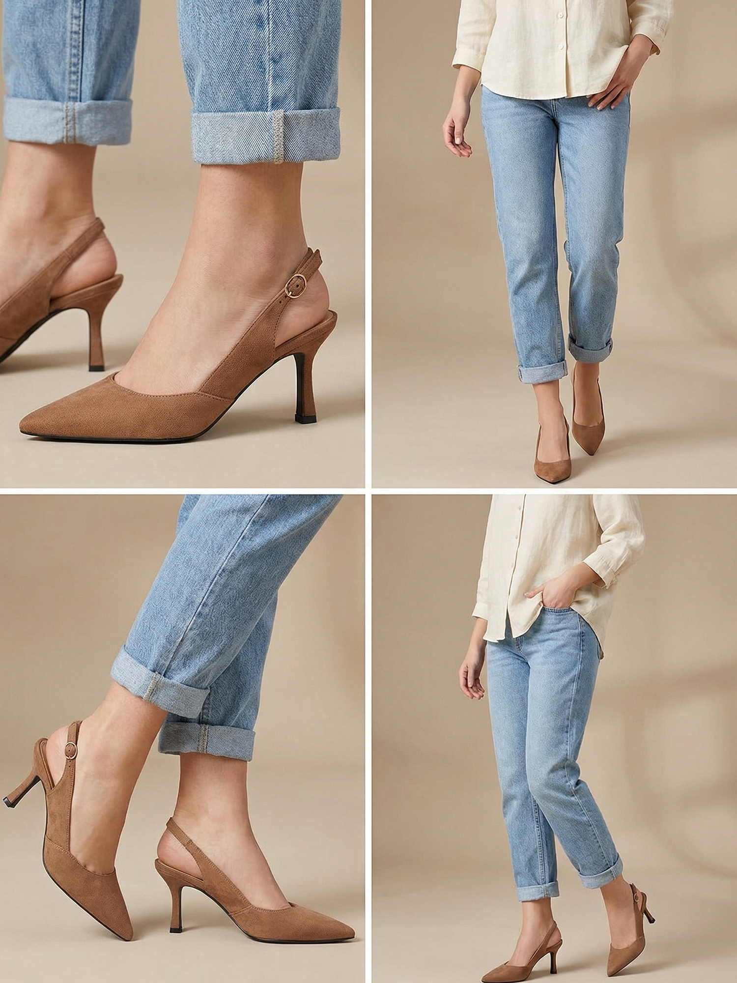 Women's Slingback Kitten Heels Closed Pointed Toe Pumps Wedding Party Dress Shoes