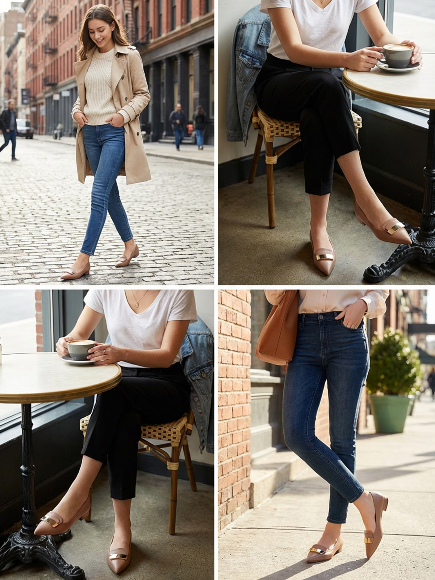 Women's Pointed Toe Metal Deco Flats Slip on Flat Comfortable Dress Shoes