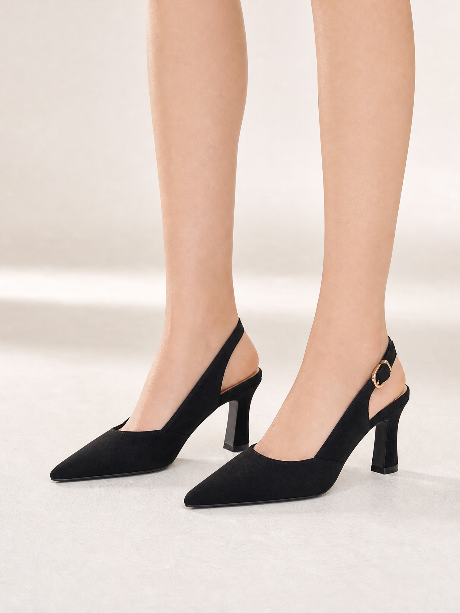 Womens Lambskin Insole High Heels Slingback Pointed Toe Pumps Classic Kitten Heels Retro Comfortable Slip on Lambskin Dress Shoes for Party Wedding Office Work and Daily Wear