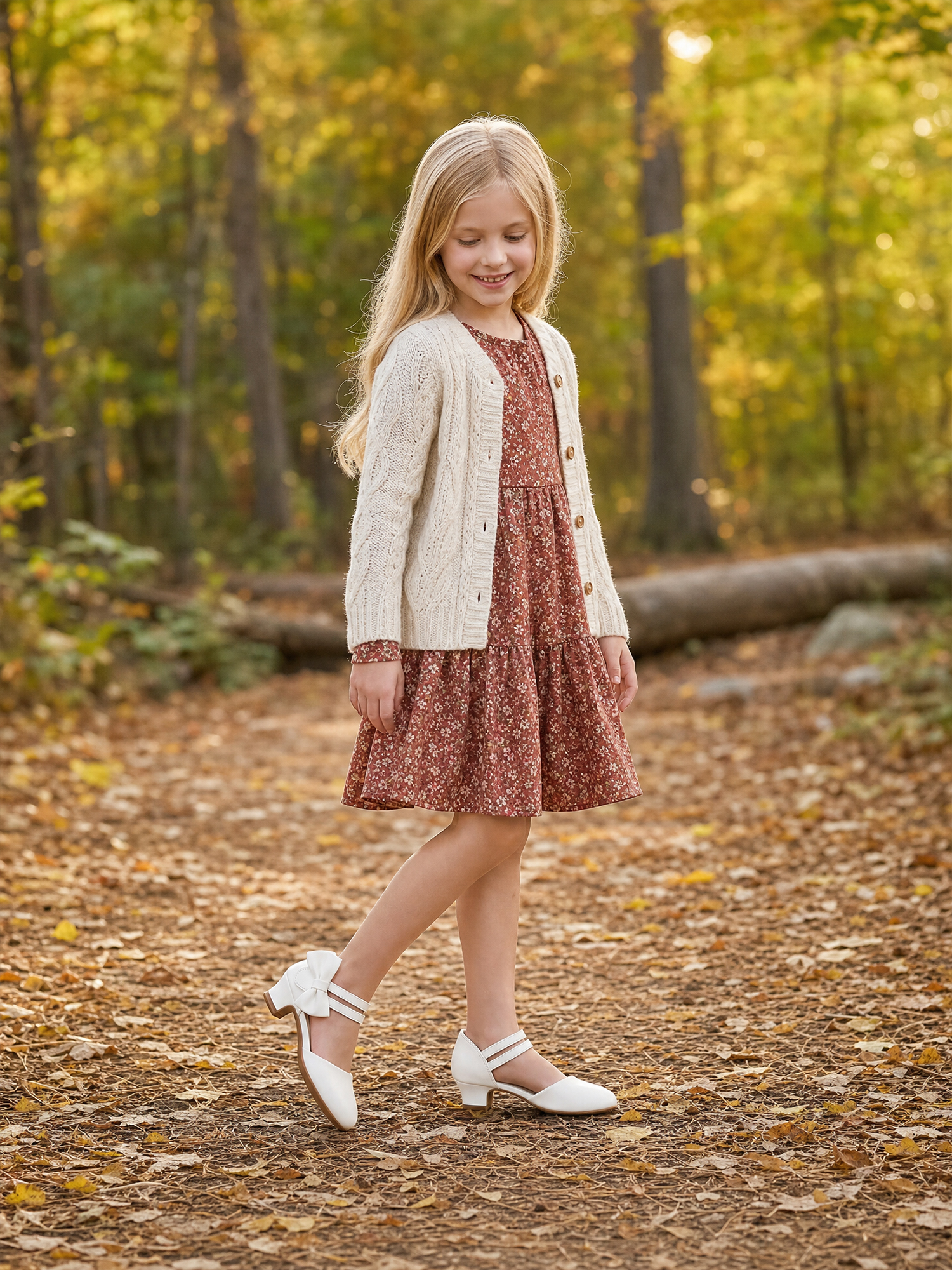 Girls Dress Shoes Bow Closed Toe Low Heels Wedding Pumps Shoes Ankle Strap Party Birthday Cute Pump Round Toe Chunky Heel Closed Toe Hook and Loop Shoes for Little Big Girls