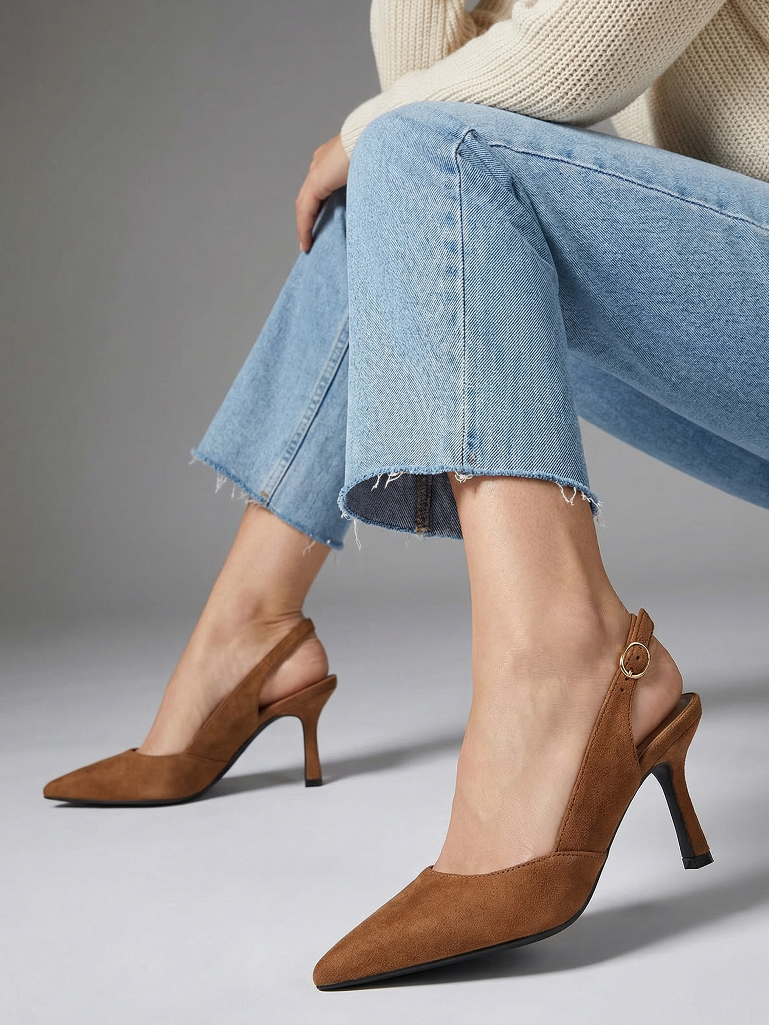 Women's Slingback Kitten Heels Closed Pointed Toe Pumps Wedding Party Dress Shoes