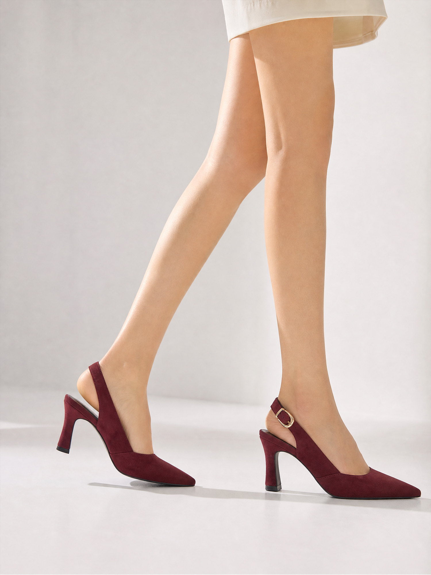 Womens Lambskin Insole High Heels Slingback Pointed Toe Pumps Classic Kitten Heels Retro Comfortable Slip on Lambskin Dress Shoes for Party Wedding Office Work and Daily Wear