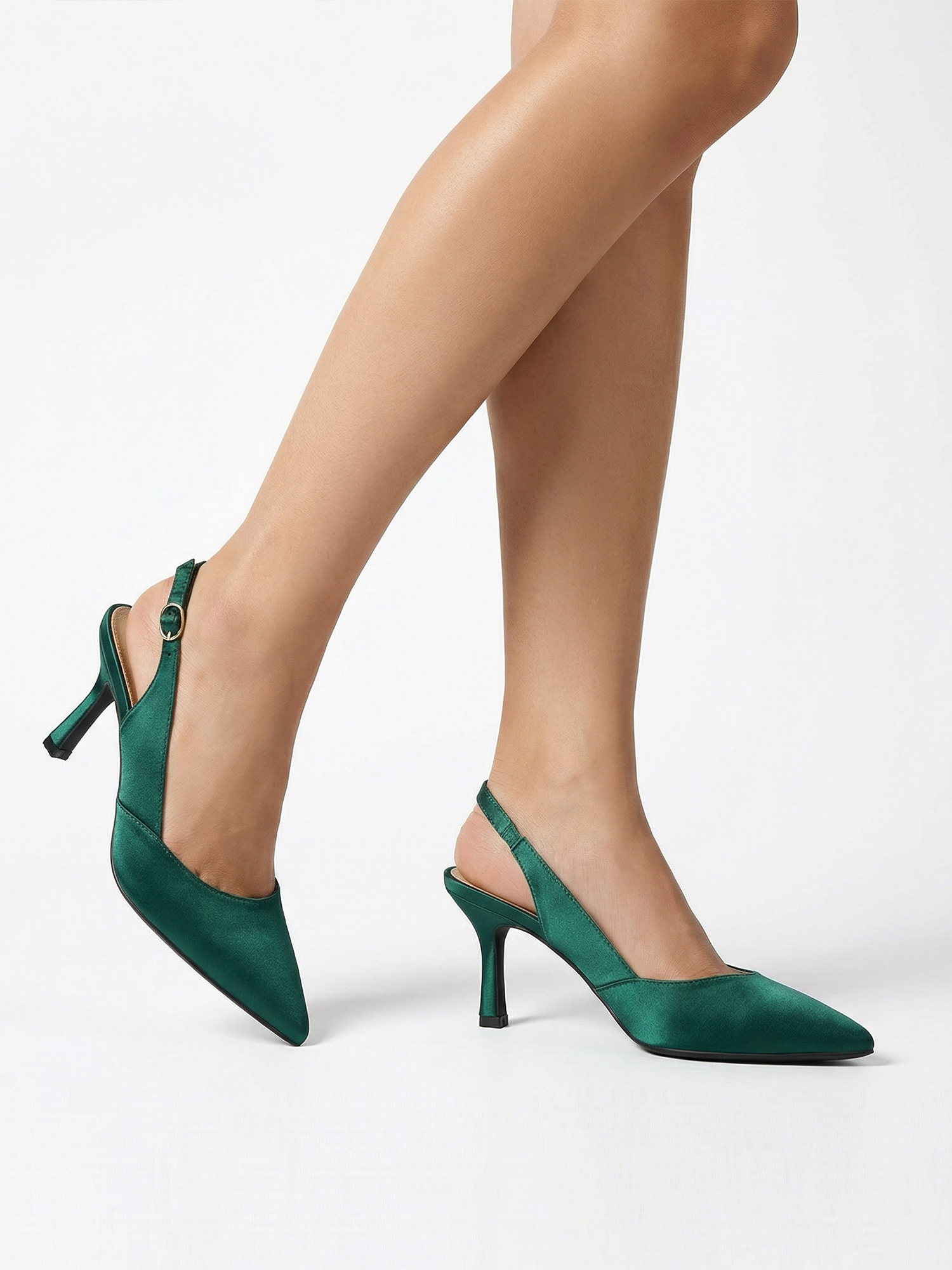 Women's Slingback Kitten Heels Closed Pointed Toe Pumps Wedding Party Dress Shoes