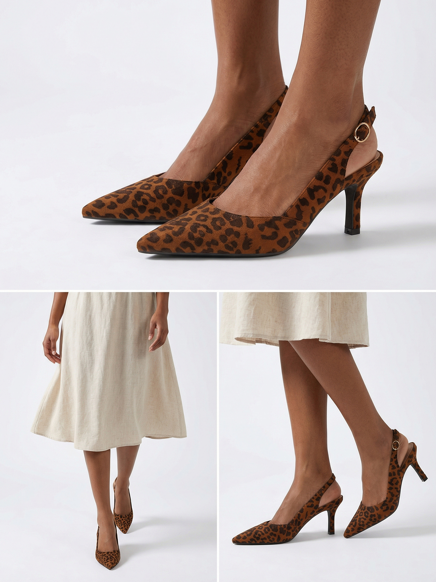 Women's Slingback Kitten Heels Closed Pointed Toe Pumps Wedding Party Dress Shoes