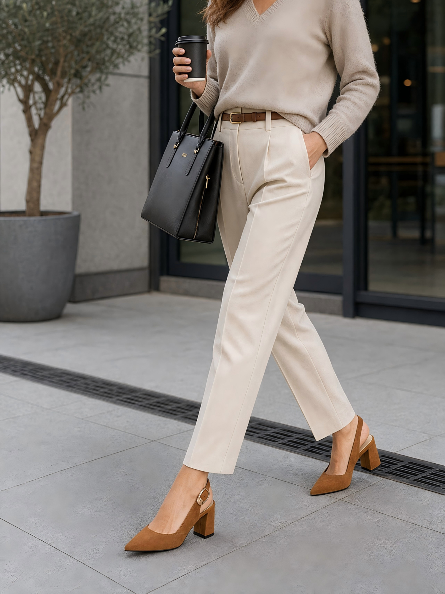 Womens Genuine Leather Pointed Toe Slingback Pumps Block Heel Shoes Chic Pointed Toe Slingback Heels with Adjustable Buckle, Soft Lambskin Insole, Ideal for Office, Dates, Parties & Formal Wear