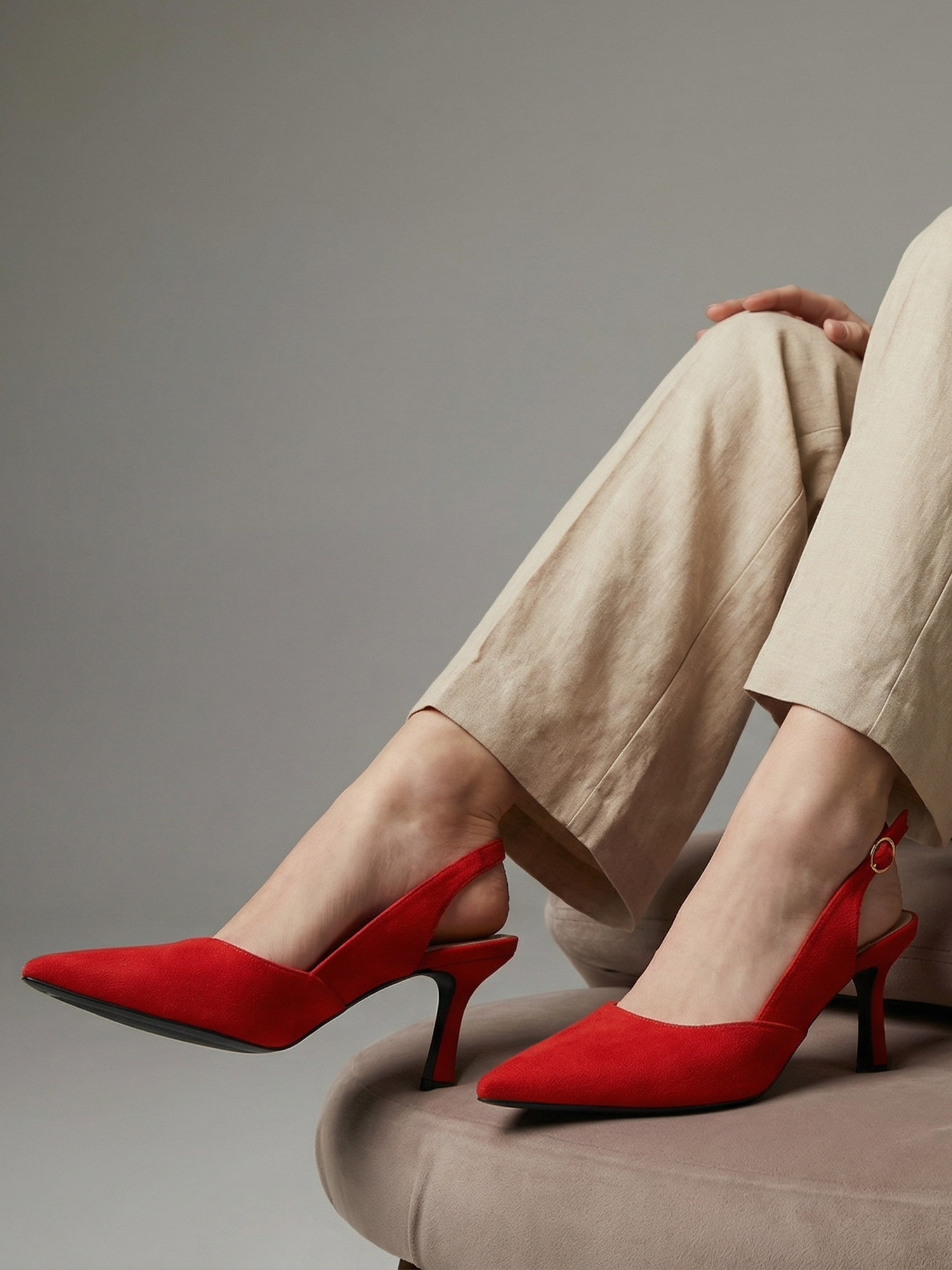 Women's Slingback Kitten Heels Closed Pointed Toe Pumps Wedding Party Dress Shoes