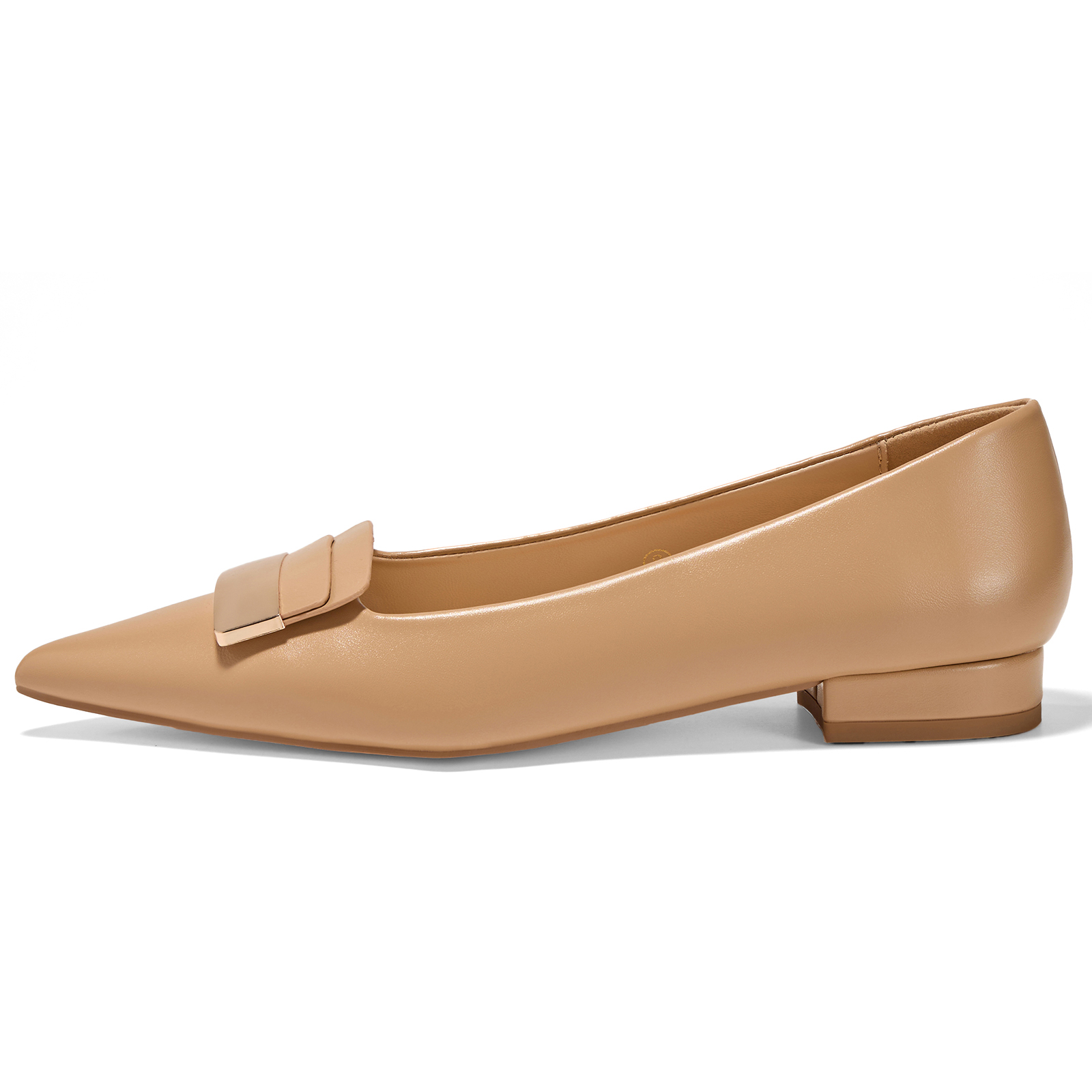 Women's Pointed Toe Metal Deco Flats Slip on Flat Comfortable Dress Shoes