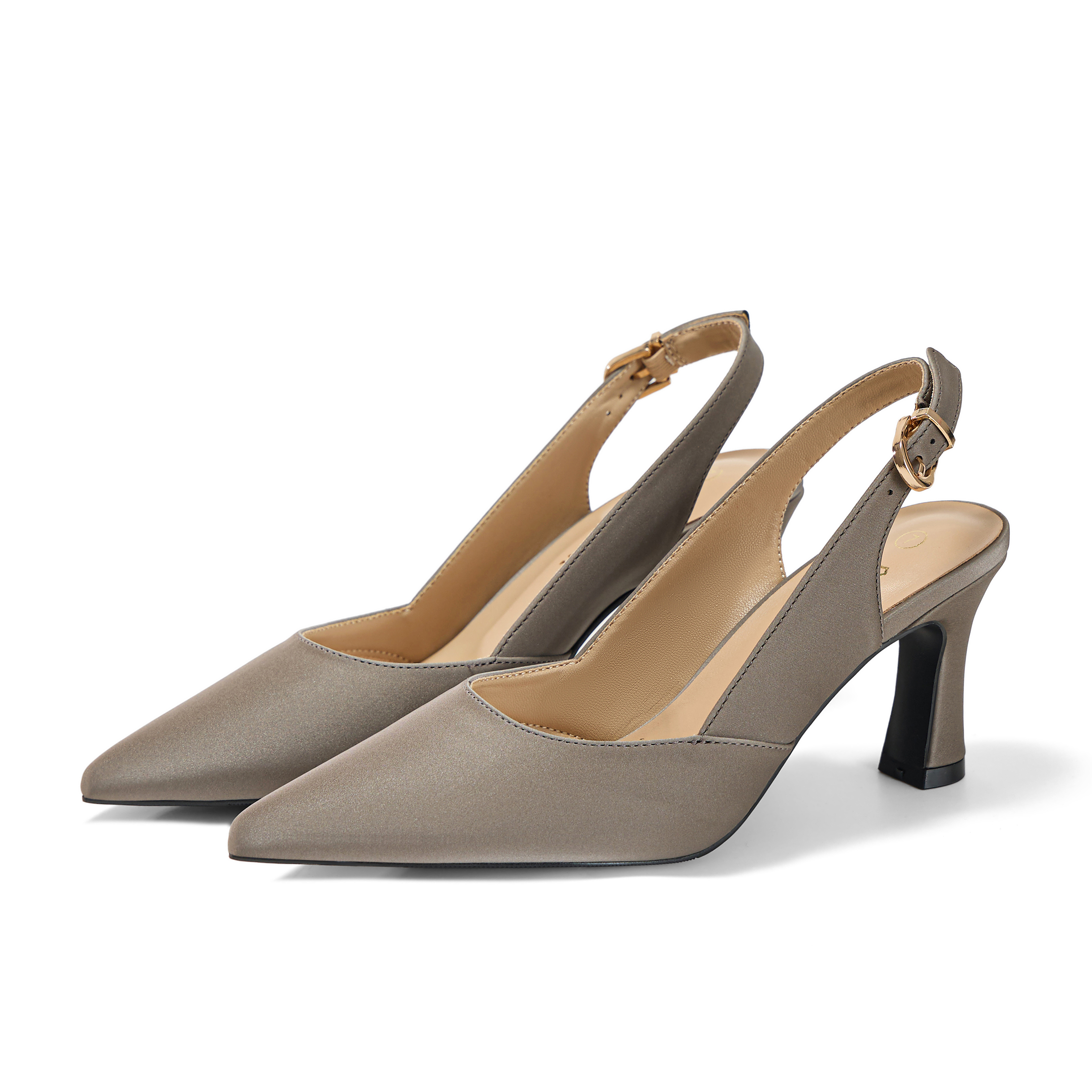 Womens Lambskin Insole High Heels Slingback Pointed Toe Pumps Classic Kitten Heels Retro Comfortable Slip on Lambskin Dress Shoes for Party Wedding Office Work and Daily Wear