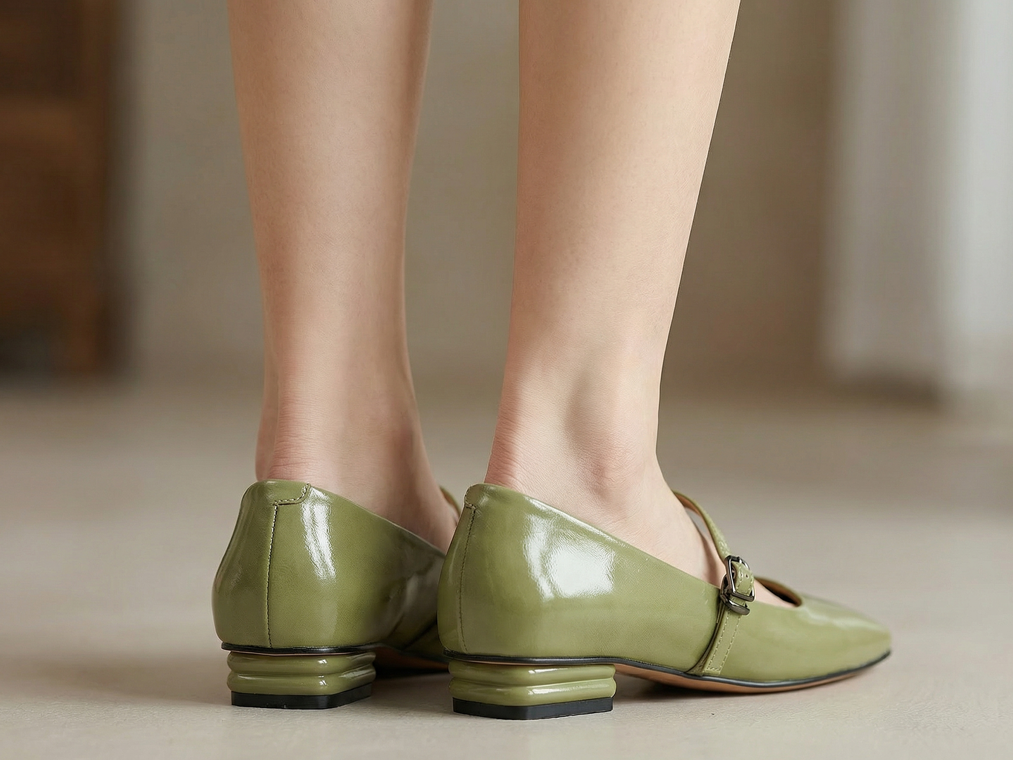 Womens Mary Jane Flats Closed Square Toe Ballet Flat Dressy Comfortable Slip on Shoes