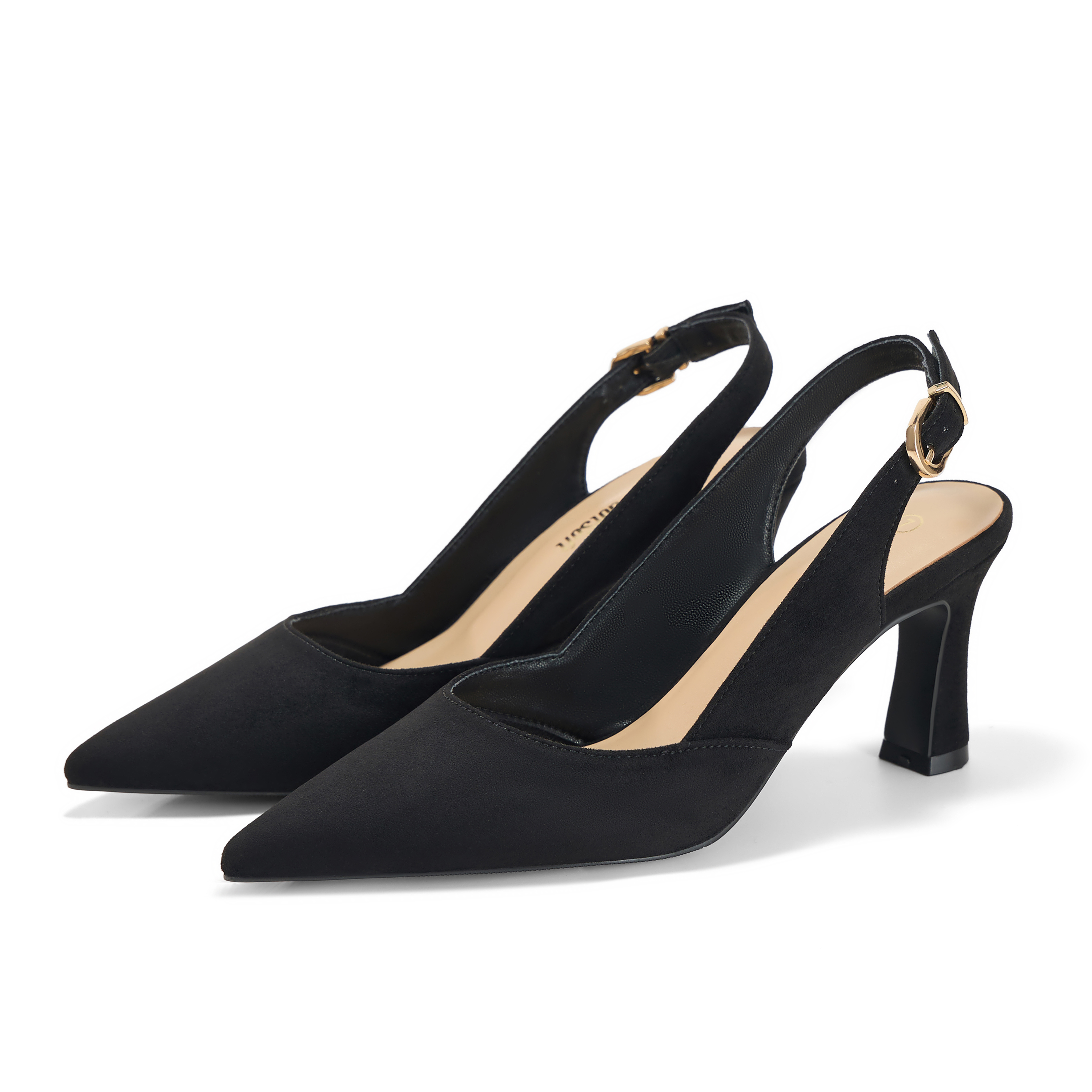 Womens Lambskin Insole High Heels Slingback Pointed Toe Pumps Classic Kitten Heels Retro Comfortable Slip on Lambskin Dress Shoes for Party Wedding Office Work and Daily Wear