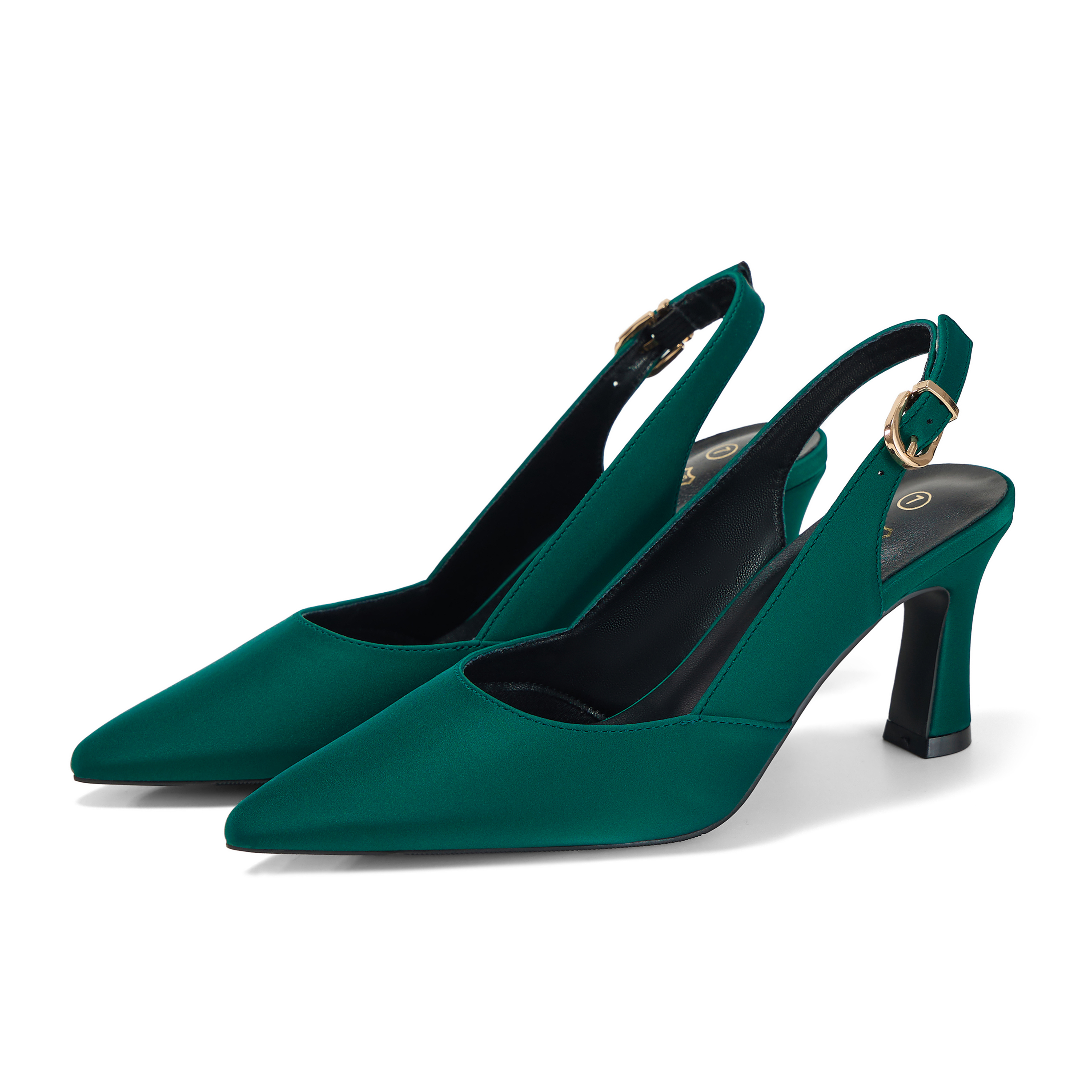 Womens Lambskin Insole High Heels Slingback Pointed Toe Pumps Classic Kitten Heels Retro Comfortable Slip on Lambskin Dress Shoes for Party Wedding Office Work and Daily Wear