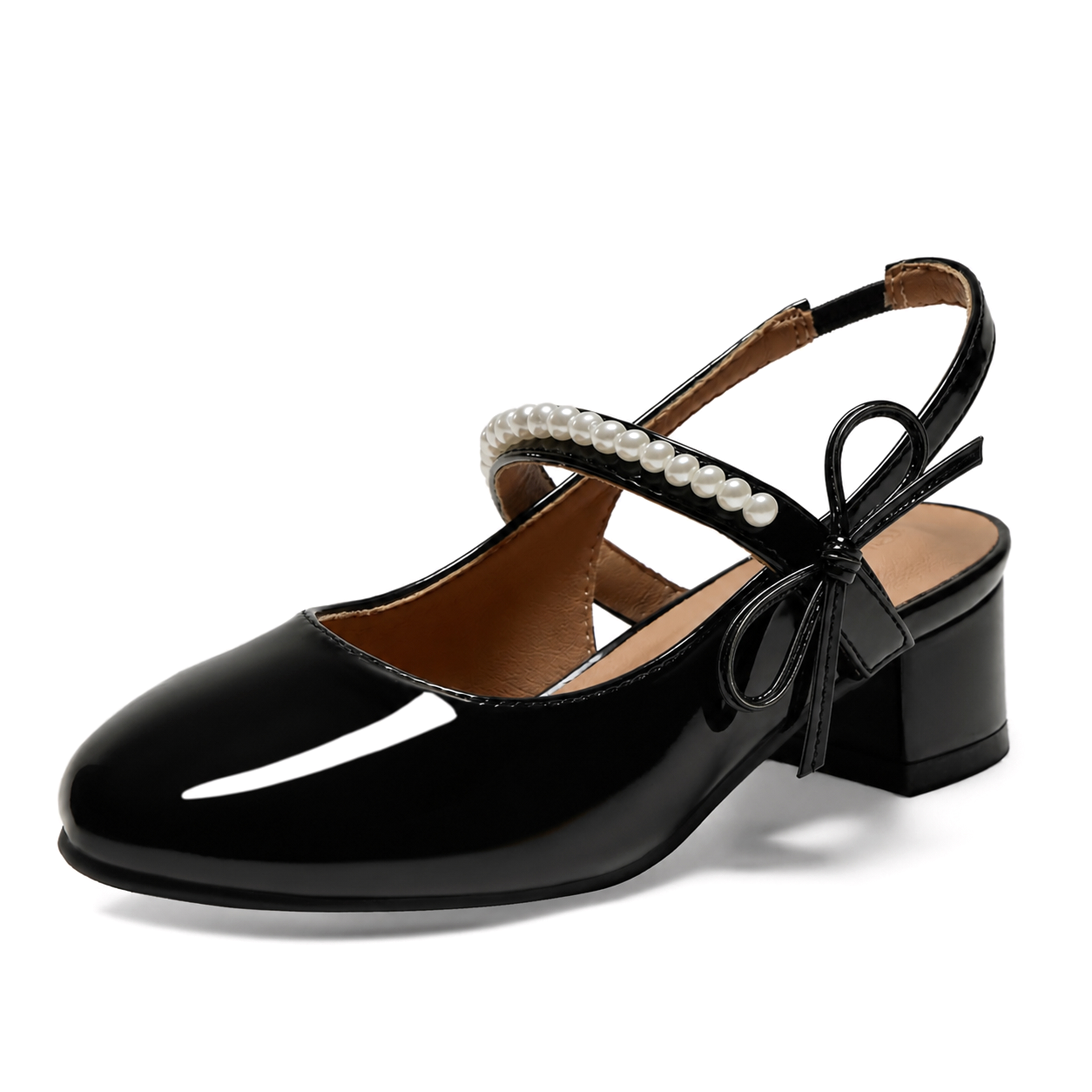 Girls Dress Shoes Low Heel Slingback Mary Jane Bow Pumps Adjustable Hook and Loop Back Strap Low Heel Shoes with Bow, for Wedding, Party, School, Toddler, Little & Big Kid Dress-up