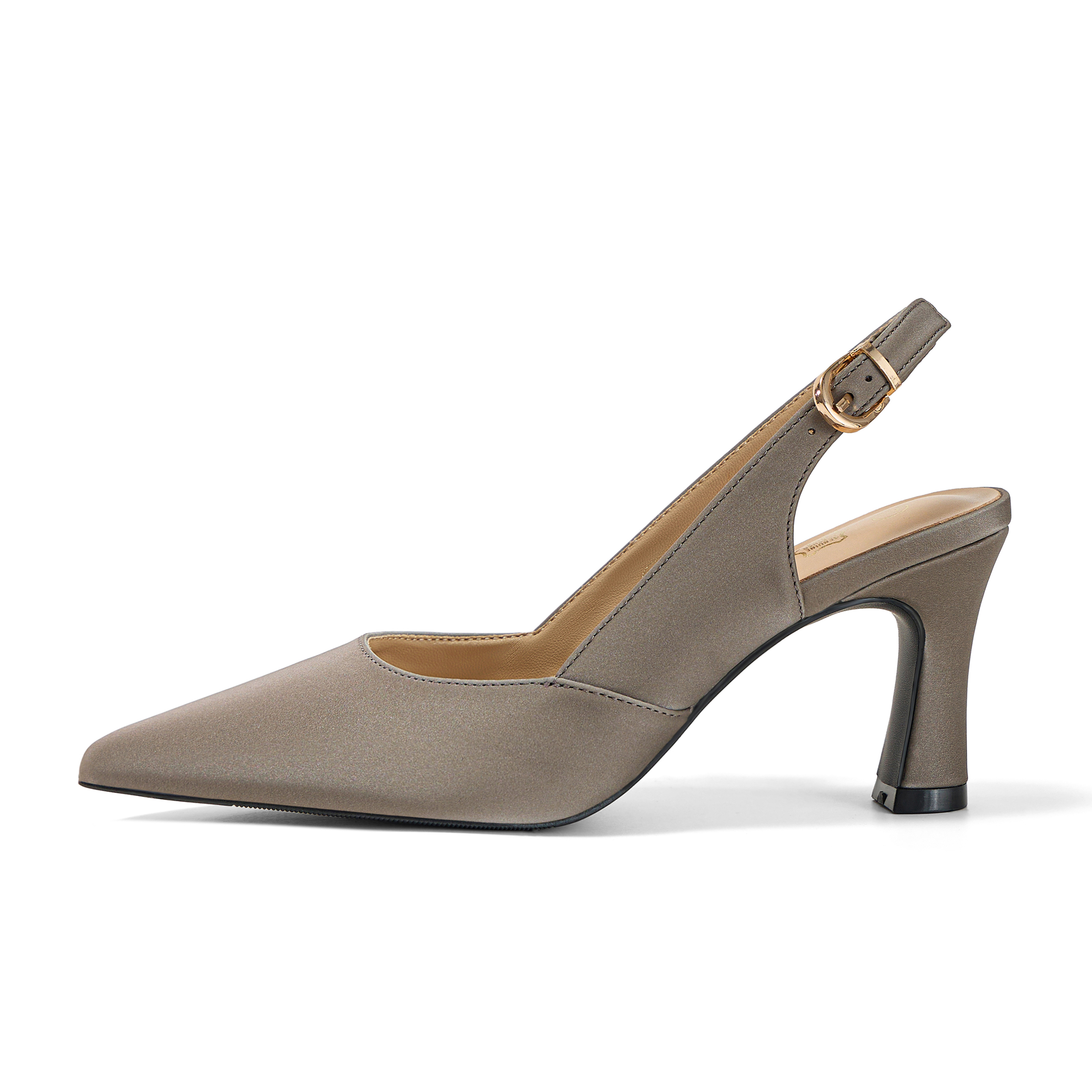 Womens Lambskin Insole High Heels Slingback Pointed Toe Pumps Classic Kitten Heels Retro Comfortable Slip on Lambskin Dress Shoes for Party Wedding Office Work and Daily Wear