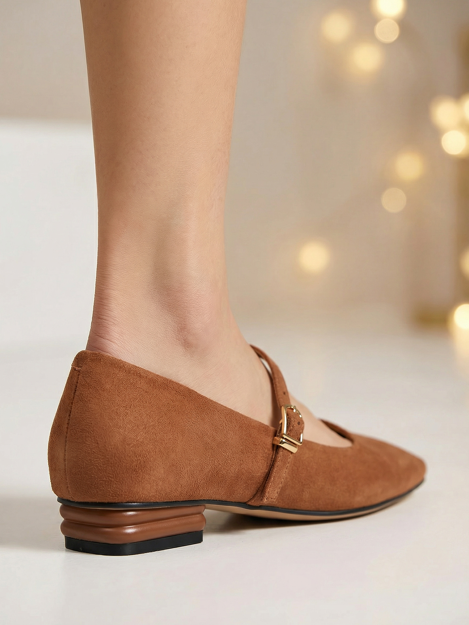 Womens Mary Jane Flats Closed Square Toe Ballet Flat Dressy Comfortable Slip on Shoes