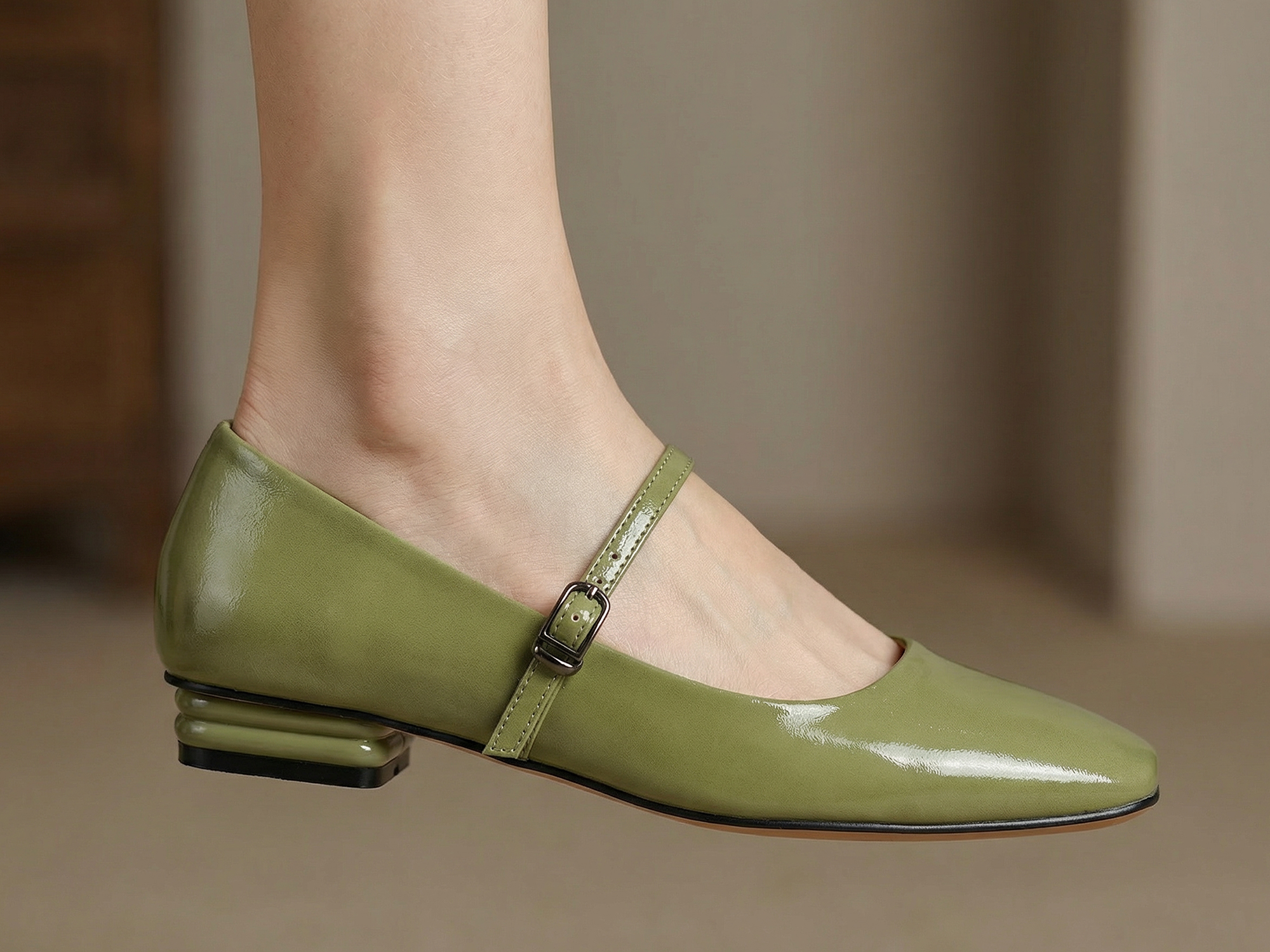 Womens Mary Jane Flats Closed Square Toe Ballet Flat Dressy Comfortable Slip on Shoes