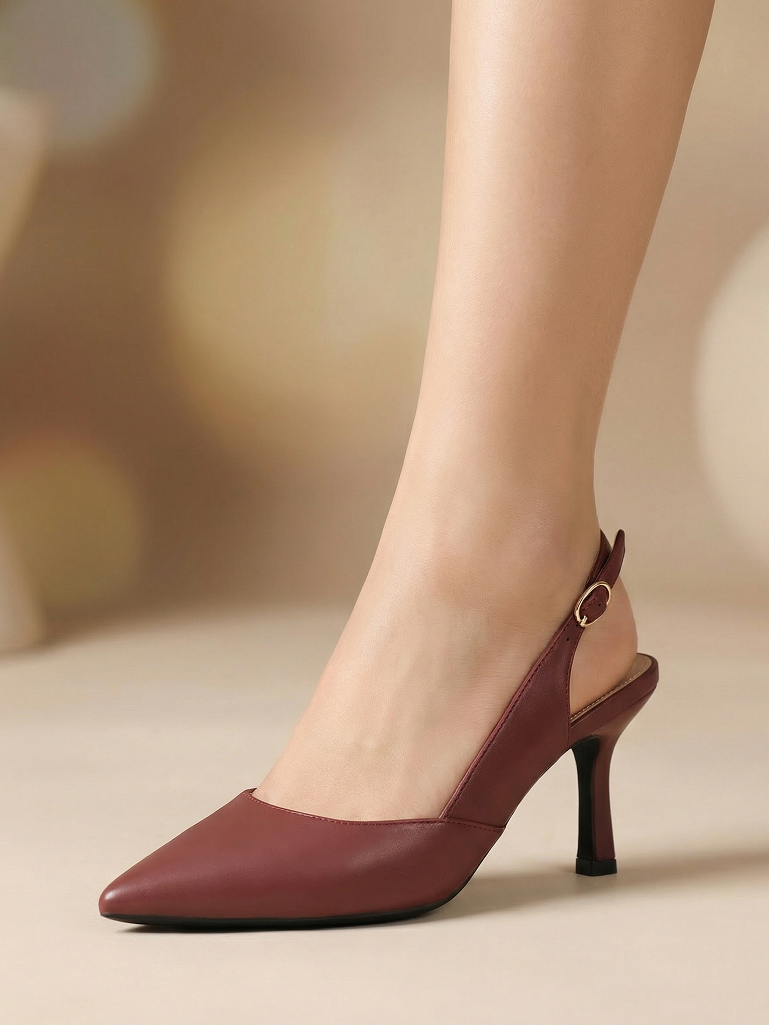 Women's Slingback Kitten Heels Closed Pointed Toe Pumps Wedding Party Dress Shoes