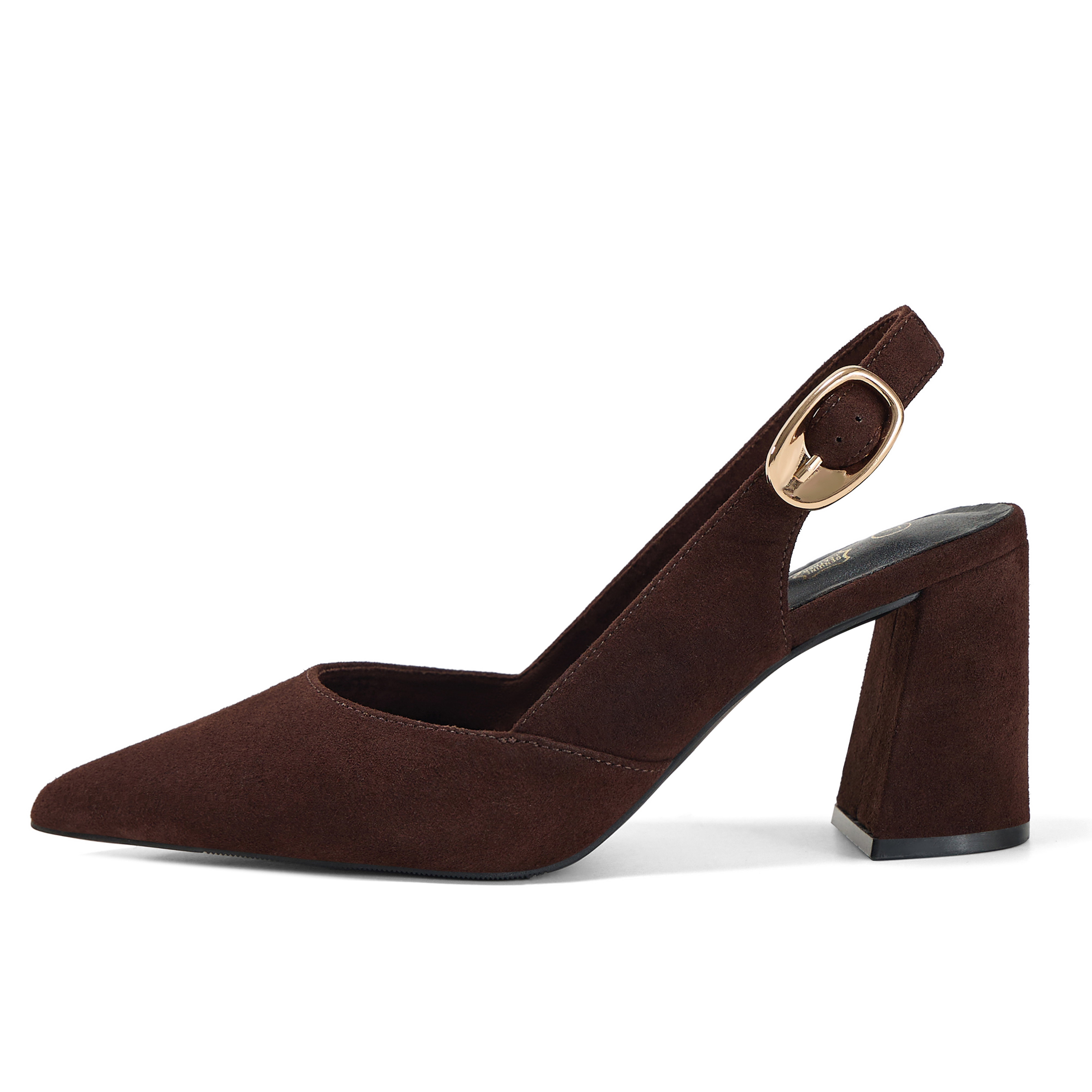 Womens Genuine Leather Pointed Toe Slingback Pumps Block Heel Shoes Chic Pointed Toe Slingback Heels with Adjustable Buckle, Soft Lambskin Insole, Ideal for Office, Dates, Parties & Formal Wear