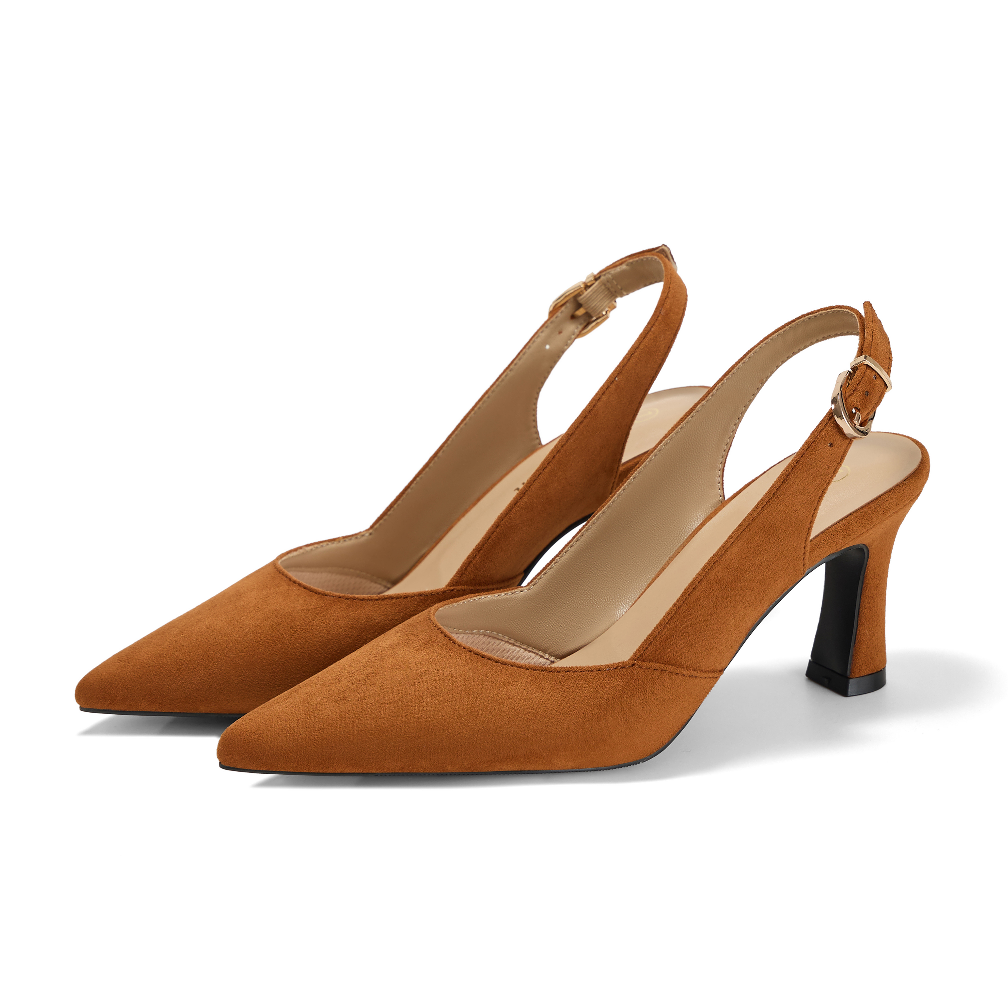 Womens Lambskin Insole High Heels Slingback Pointed Toe Pumps Classic Kitten Heels Retro Comfortable Slip on Lambskin Dress Shoes for Party Wedding Office Work and Daily Wear