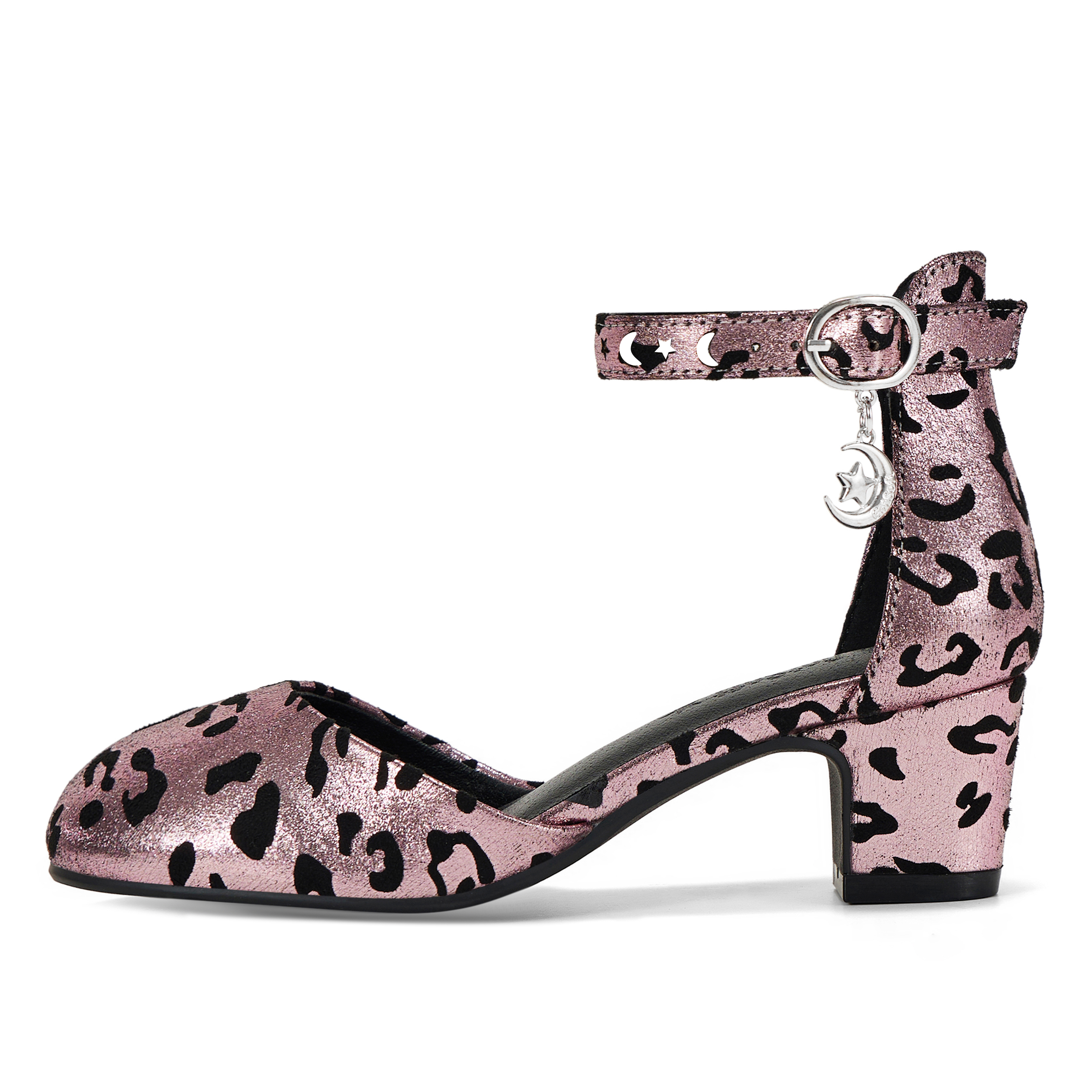 Girls Dress Shoes Ankle Strap Mary Jane Closed Round Toe Pumps Cute Pendant Block Chunky Heels Wedding Party School Birthday Shoes for Little Big Girl