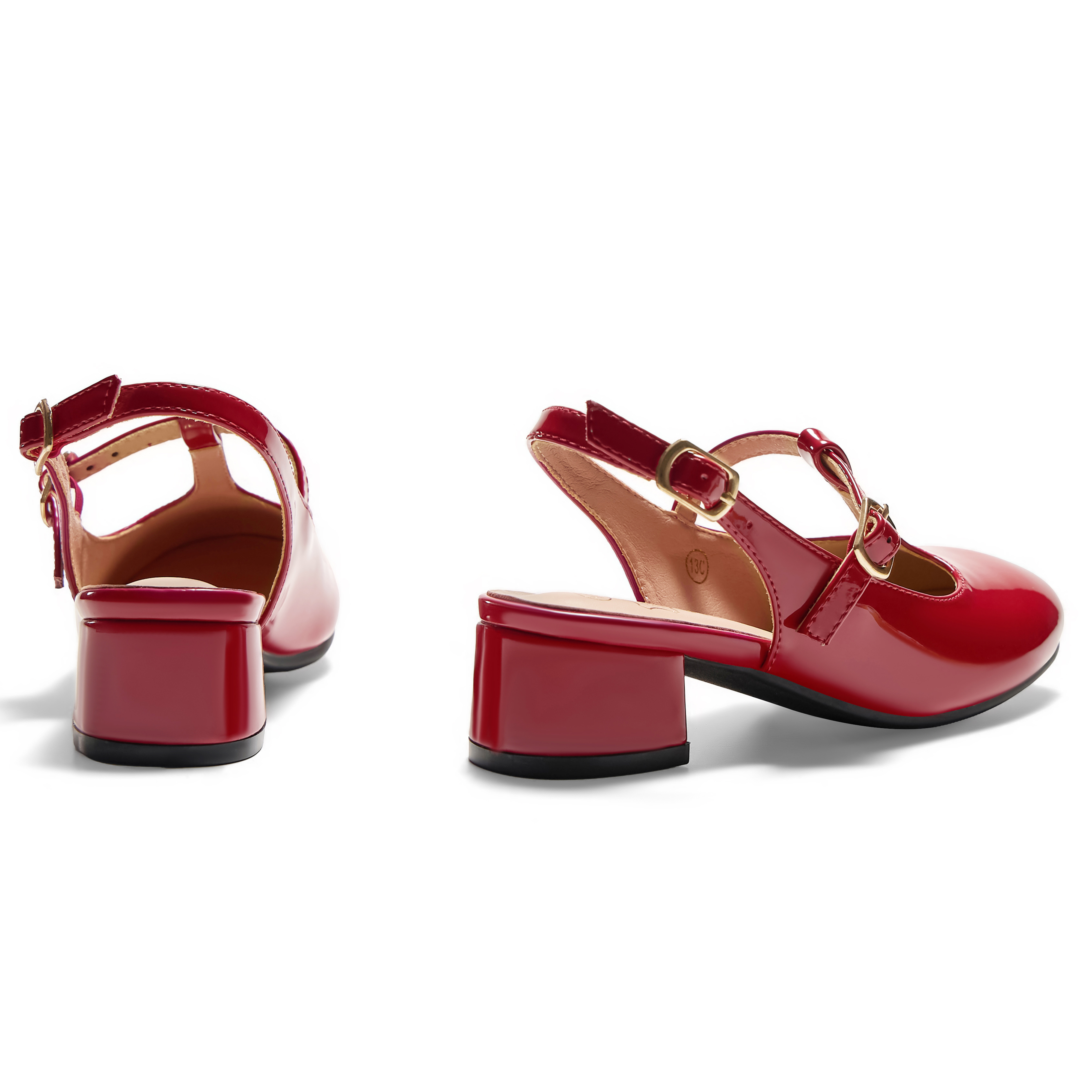 Girls Lambskin Insole Mary Jane Pumps T-Strap Slingback Shoes Cute Closed Toe Dress Shoes Low Block Heel Comfortable for Vacation Festival Party School and Daily Wear