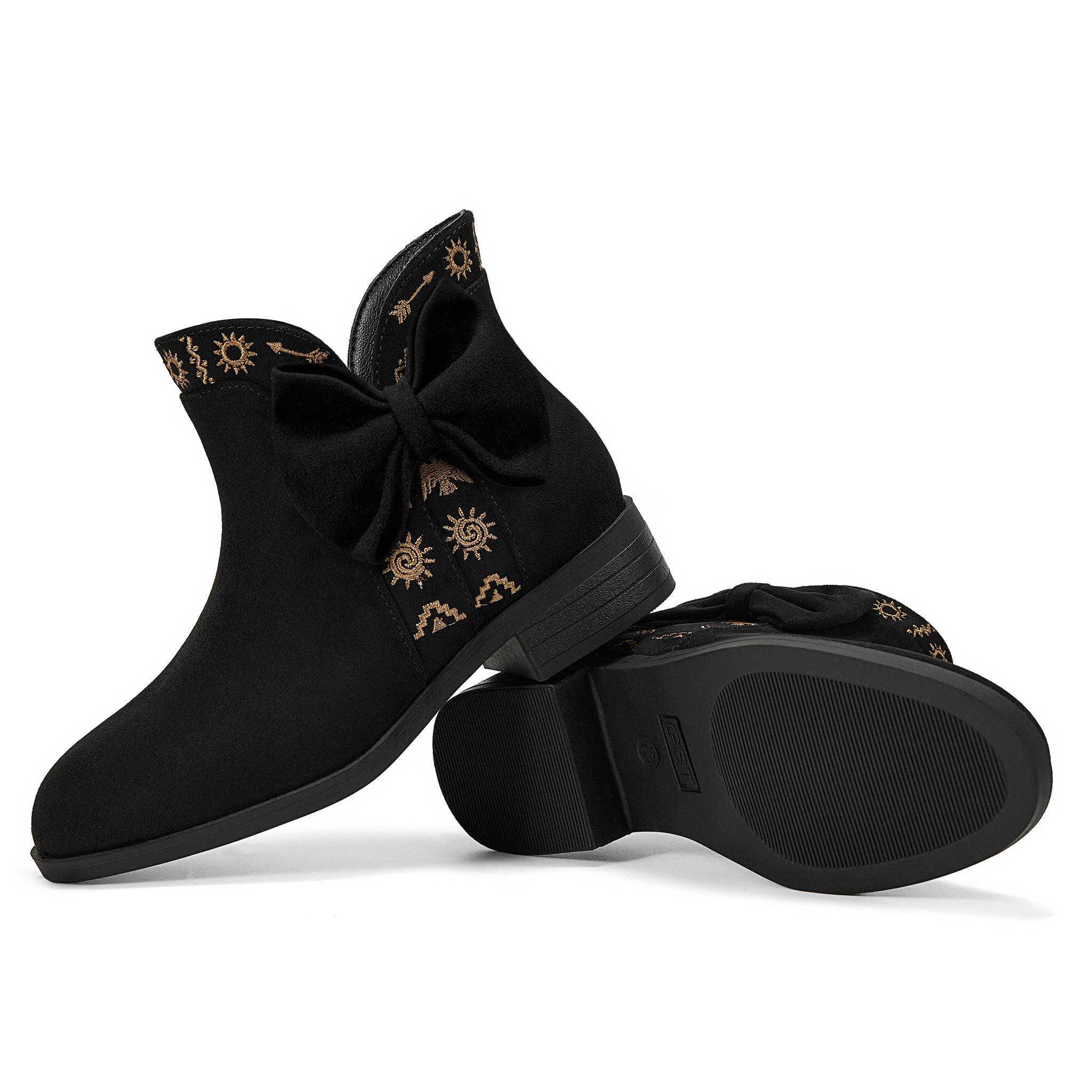 Girls Lambskin Insole Ankle Boots Side Bow Low Heel Booties Shoes Cute Bow Knot Lambskin Booties Low Chunky Heel Comfortable Party School Daily Shoes for Little Big Kid