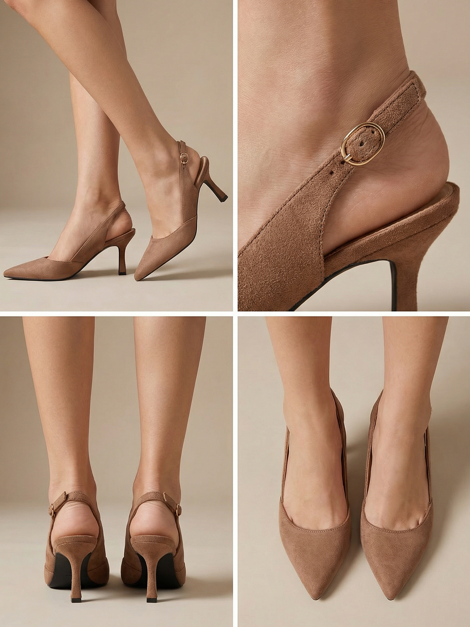 Women's Slingback Kitten Heels Closed Pointed Toe Pumps Wedding Party Dress Shoes