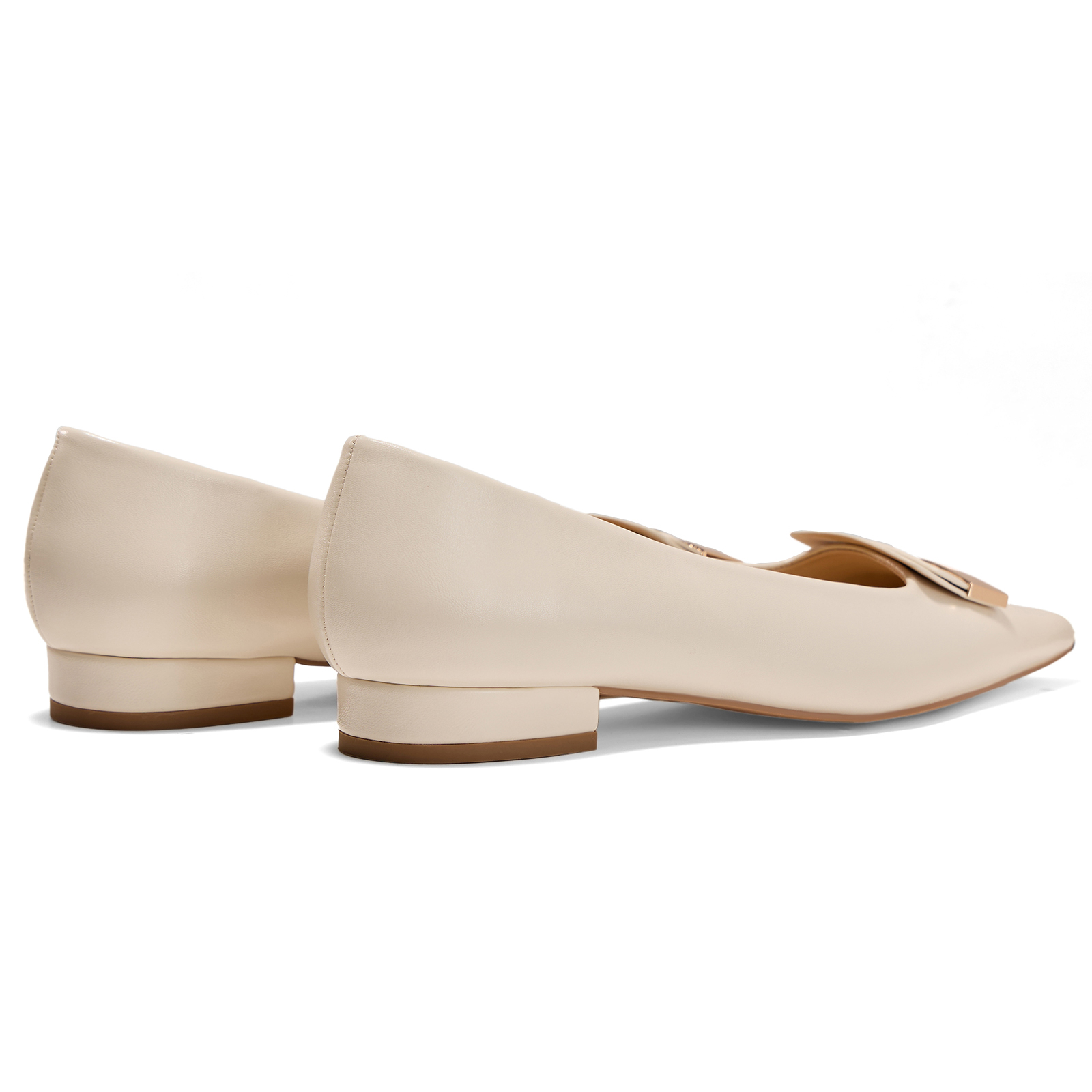 Women's Pointed Toe Metal Deco Flats Slip on Flat Comfortable Dress Shoes