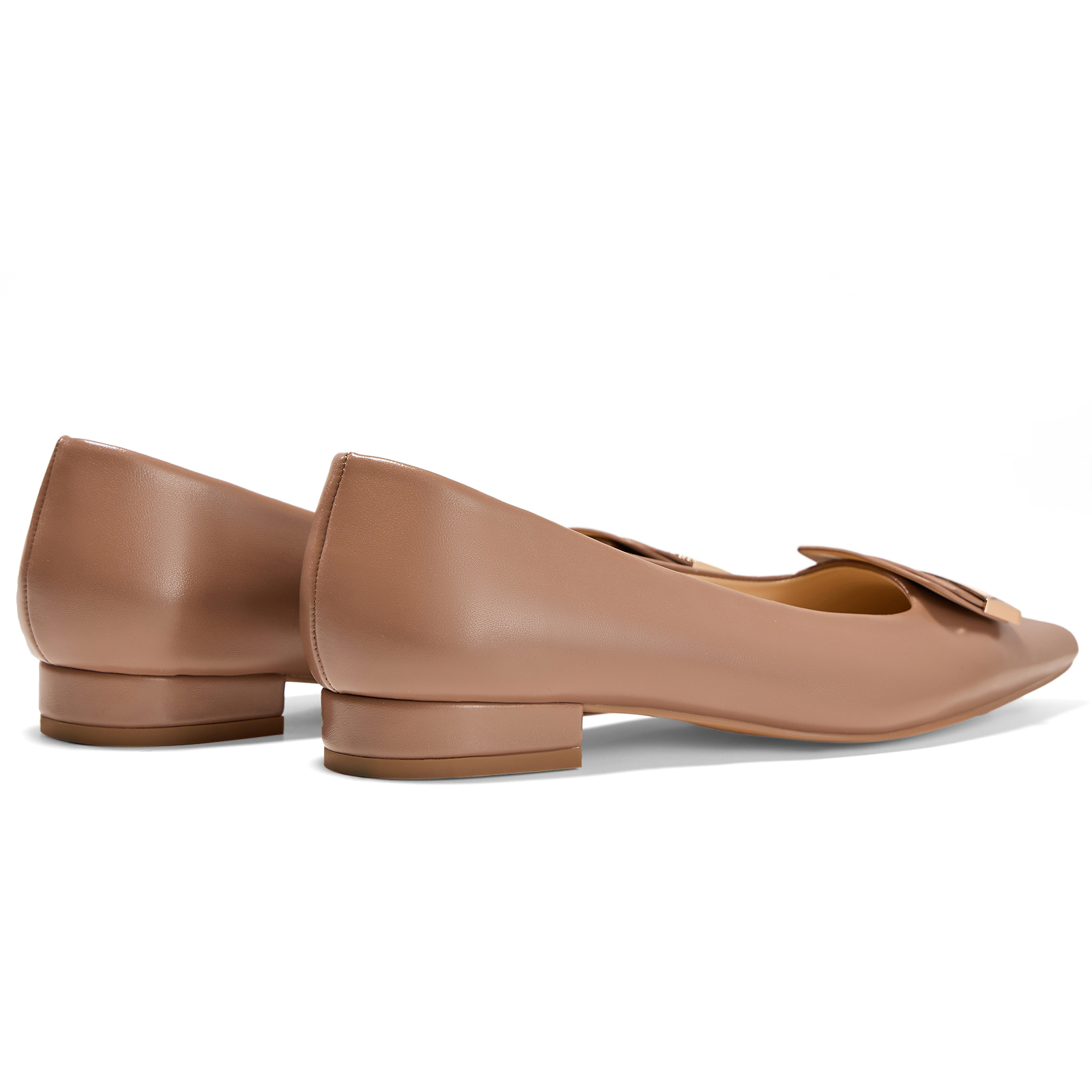 Women's Pointed Toe Metal Deco Flats Slip on Flat Comfortable Dress Shoes