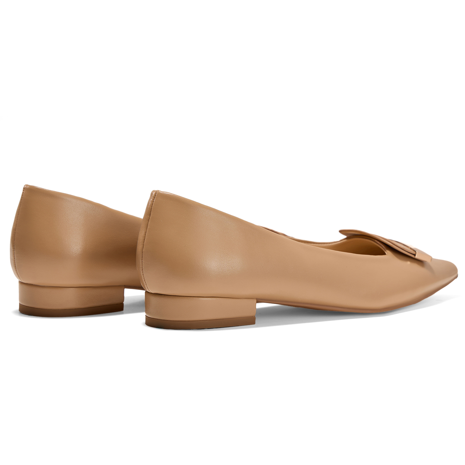 Women's Pointed Toe Metal Deco Flats Slip on Flat Comfortable Dress Shoes