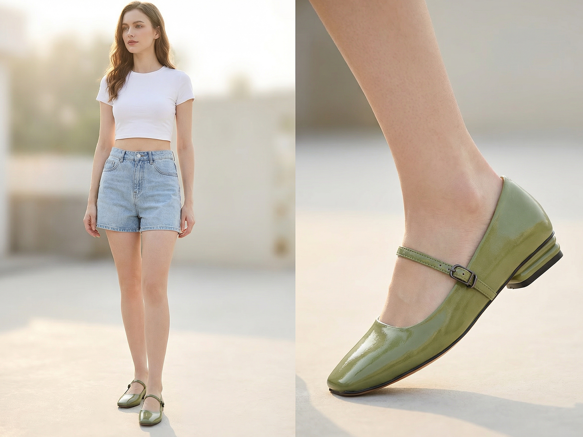 Womens Mary Jane Flats Closed Square Toe Ballet Flat Dressy Comfortable Slip on Shoes