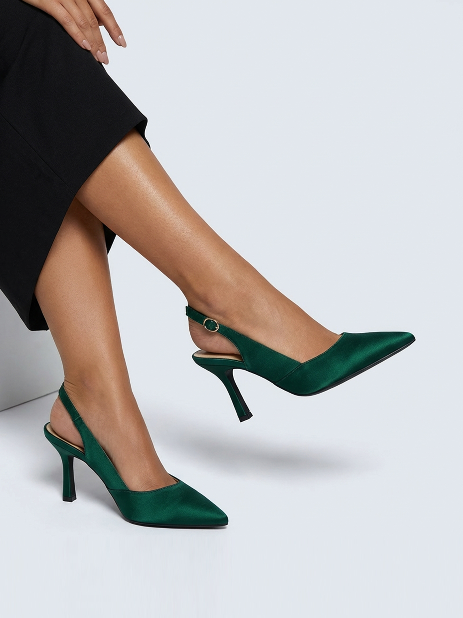 Women's Slingback Kitten Heels Closed Pointed Toe Pumps Wedding Party Dress Shoes