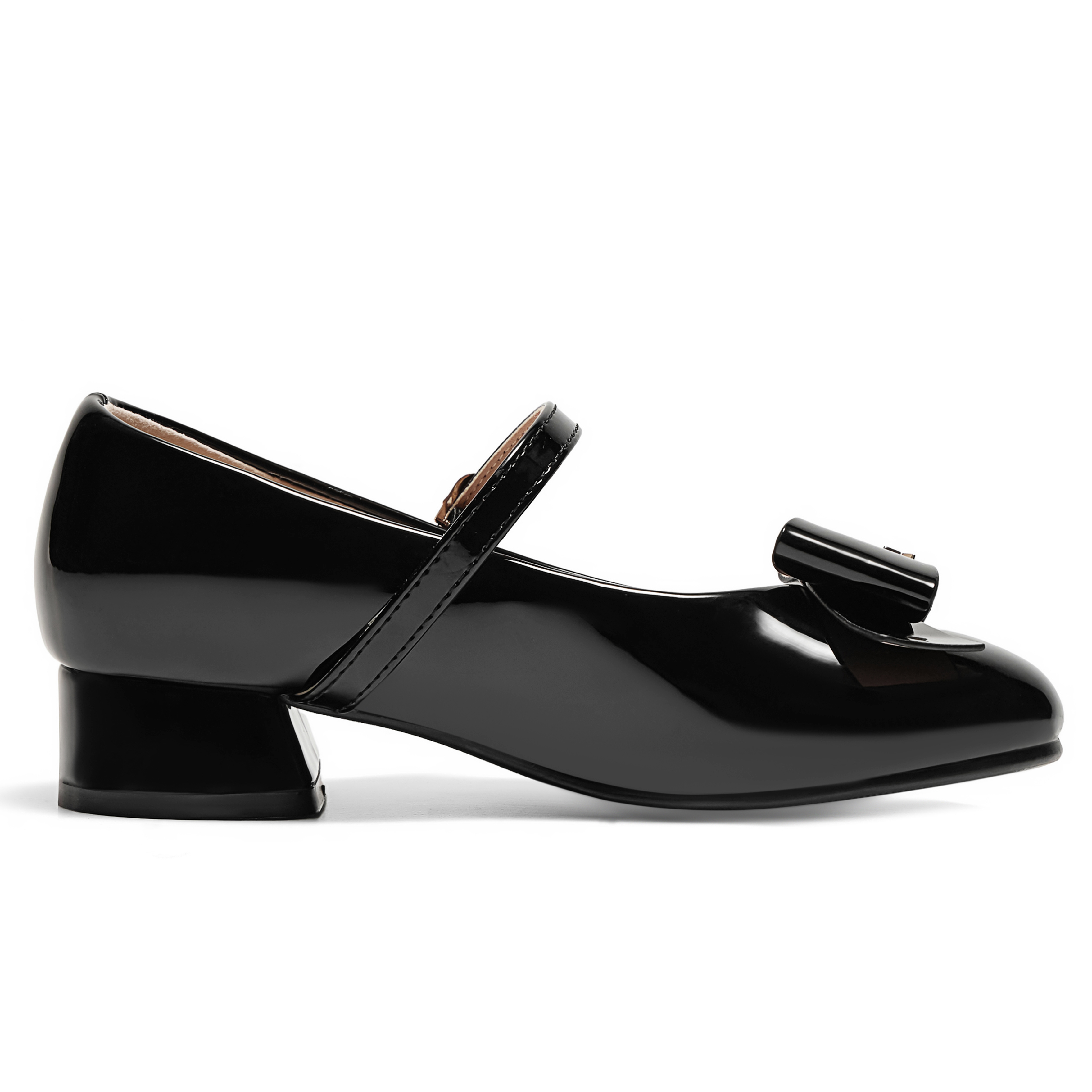 Girls Lambskin Insole Low Heels Mary Jane Ankle Strap Dress Shoes Dress Flats with Ankle Buckle, Bow with Star Detail, Fit Toddler, Little & Big Kid for Wedding, Party and School Daily Wear