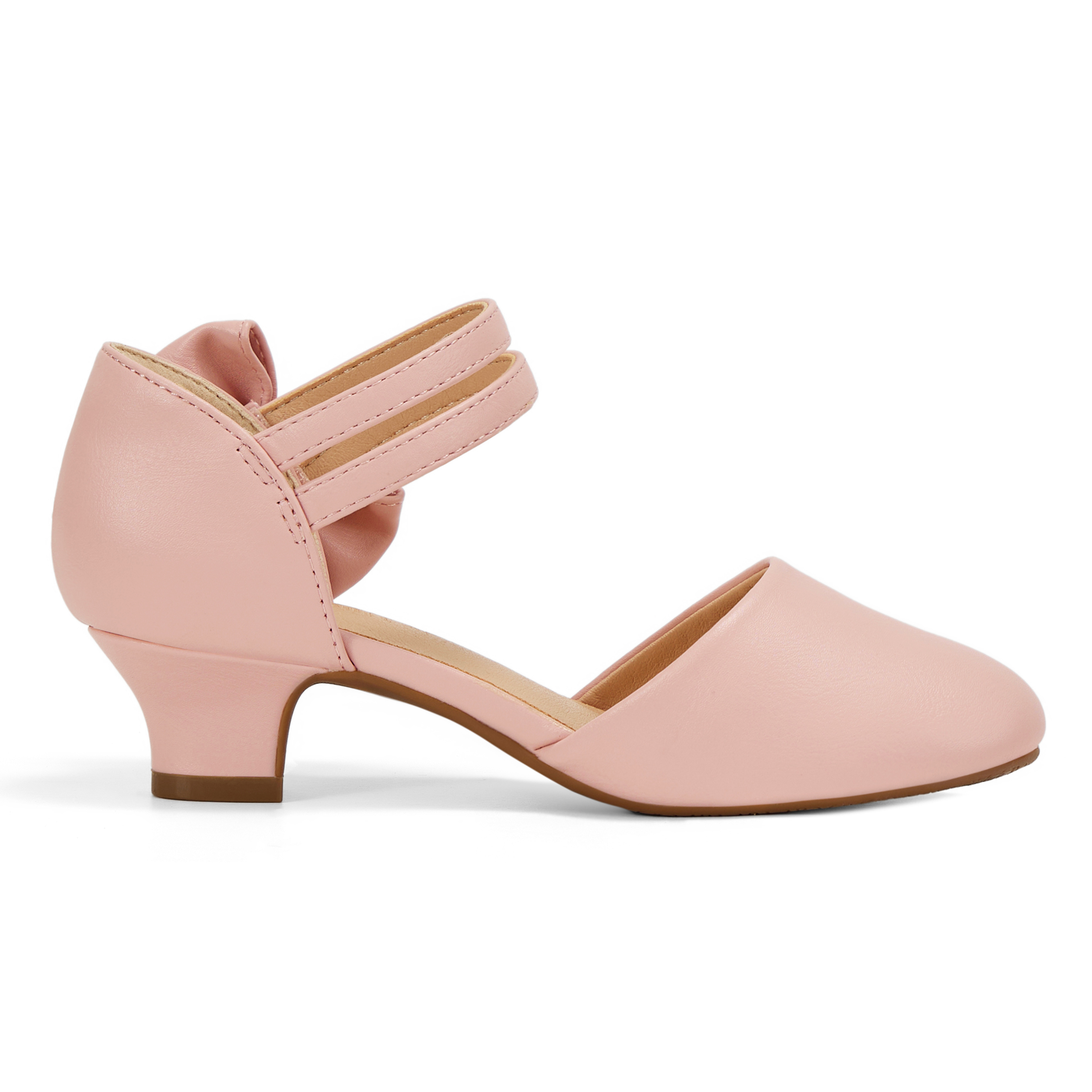 Girls Dress Shoes Bow Closed Toe Low Heels Wedding Pumps Shoes Ankle Strap Party Birthday Cute Pump Round Toe Chunky Heel Closed Toe Hook and Loop Shoes for Little Big Girls
