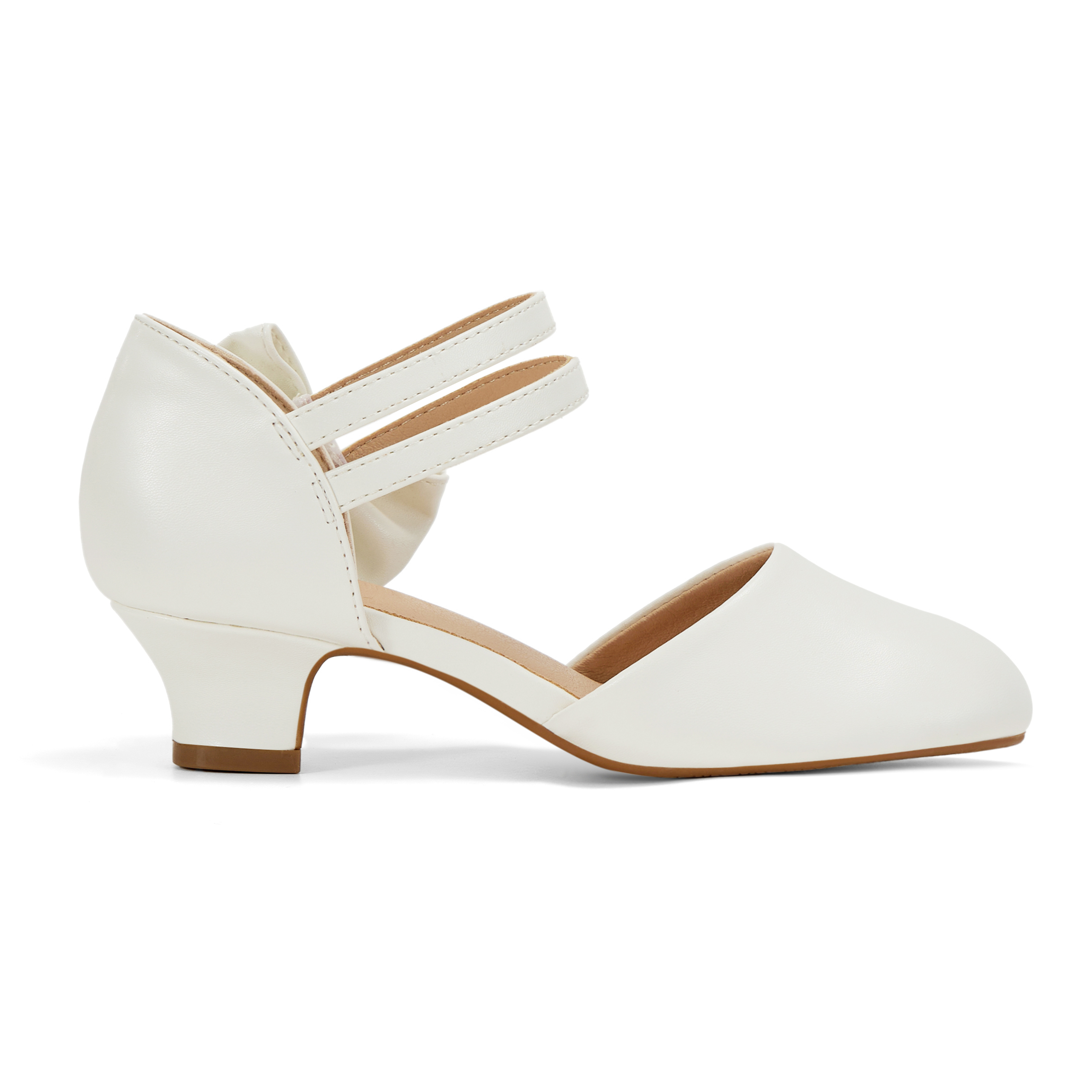 Girls Dress Shoes Bow Closed Toe Low Heels Wedding Pumps Shoes Ankle Strap Party Birthday Cute Pump Round Toe Chunky Heel Closed Toe Hook and Loop Shoes for Little Big Girls