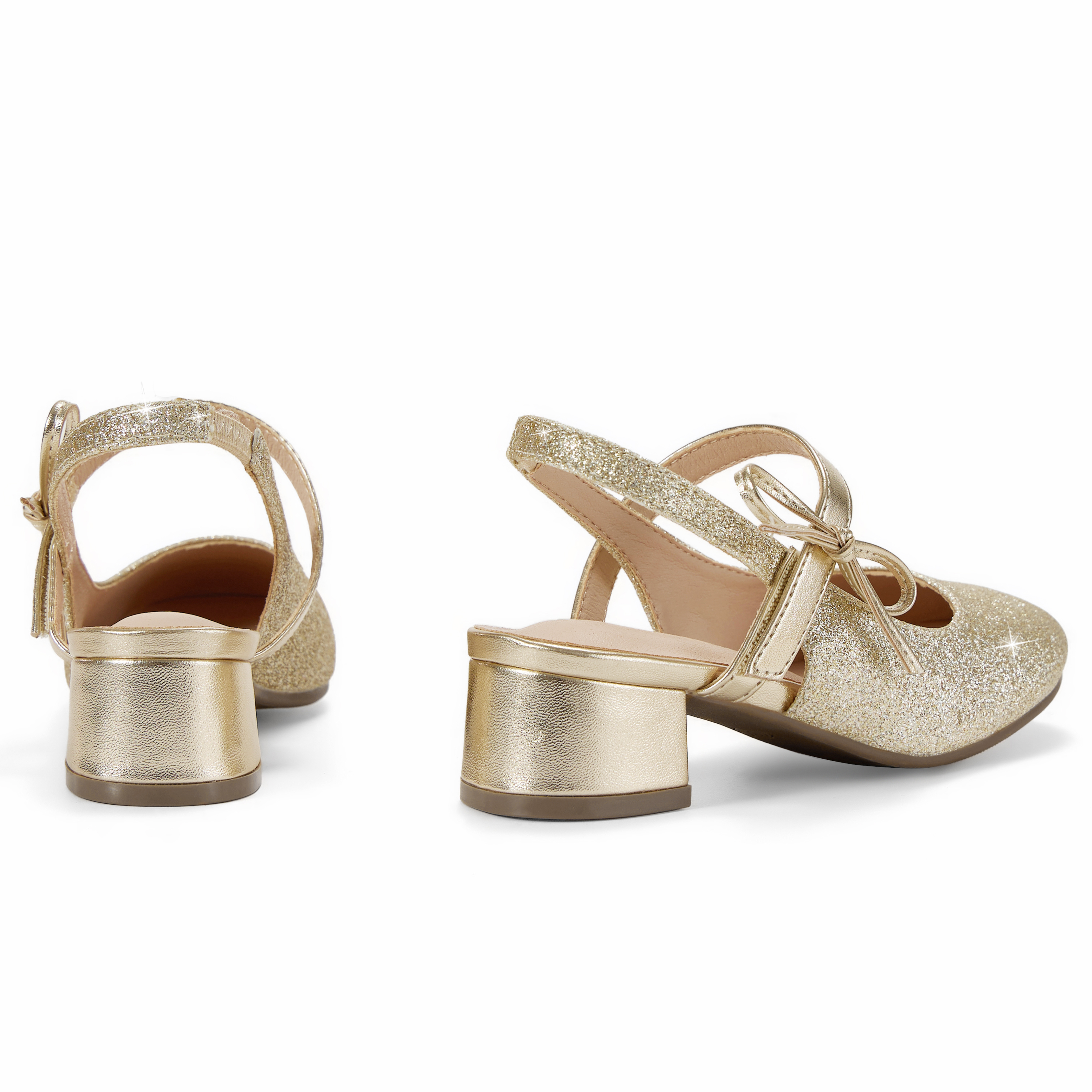 Girls Dress Shoes Low Heel Slingback Mary Jane Bow Pumps Adjustable Hook and Loop Back Strap Low Heel Shoes with Bow, for Wedding, Party, School, Toddler, Little & Big Kid Dress-up