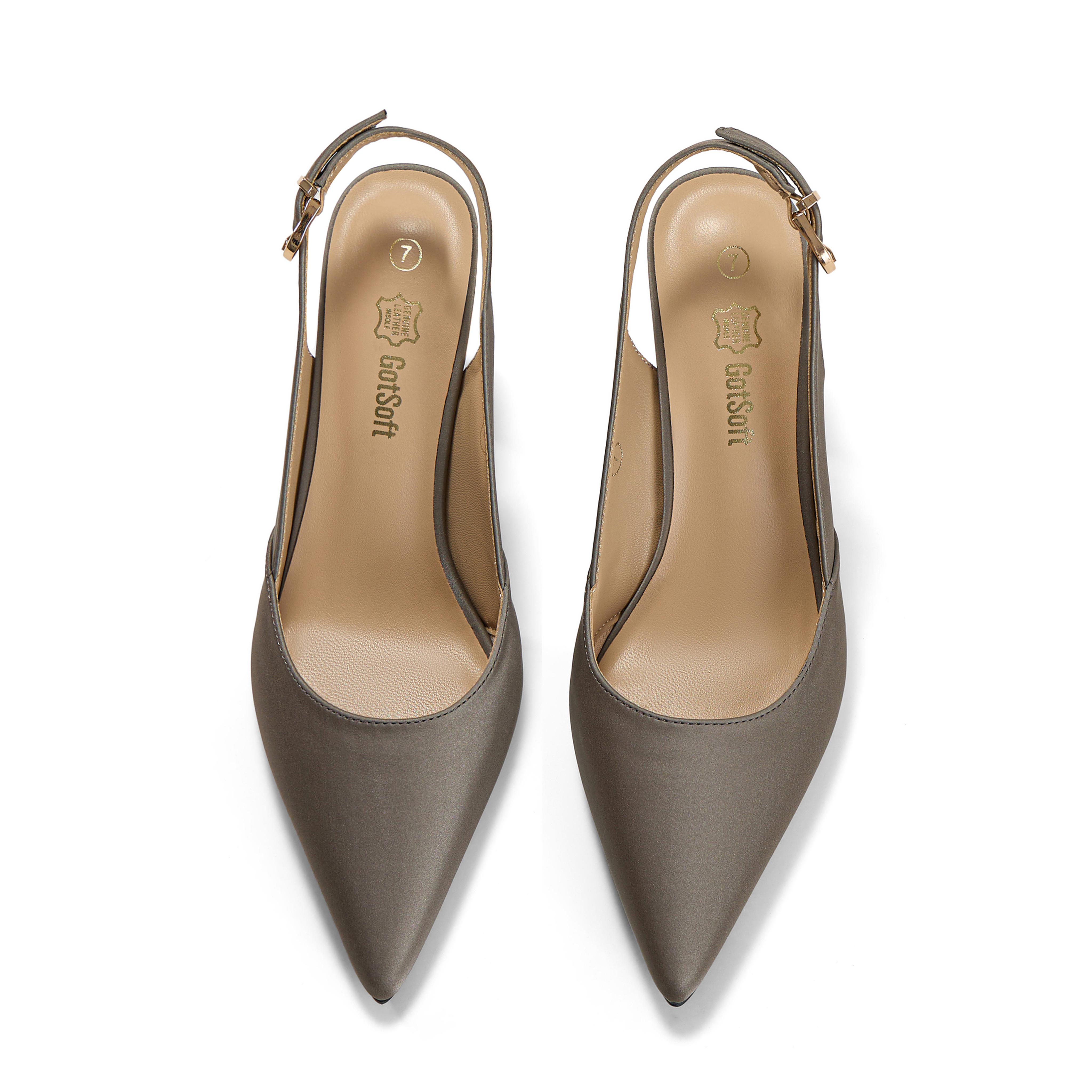 Womens Lambskin Insole High Heels Slingback Pointed Toe Pumps Classic Kitten Heels Retro Comfortable Slip on Lambskin Dress Shoes for Party Wedding Office Work and Daily Wear