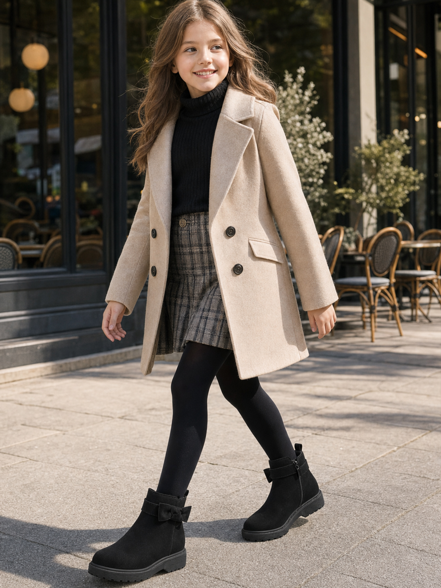 Girls Genuine Leather Ankle Boots Round Toe Side Zip Bow Fall Boots Girls Leather Ankle Boots Bow Lambskin Insole Comfy All Day Anti-slip Sole School Parties Weddings Fall Winter Daily Wear