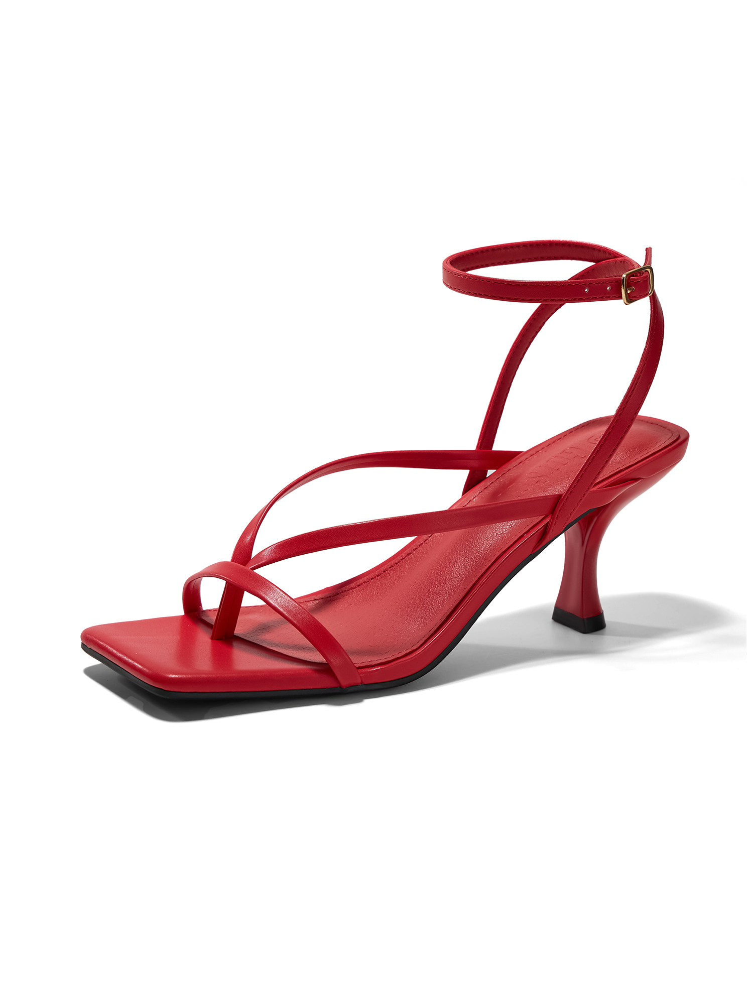 Women's Lace Up Heeled Sandals Square Toe Flip Flop Kitten Heel Ankle Strap Dress Shoes