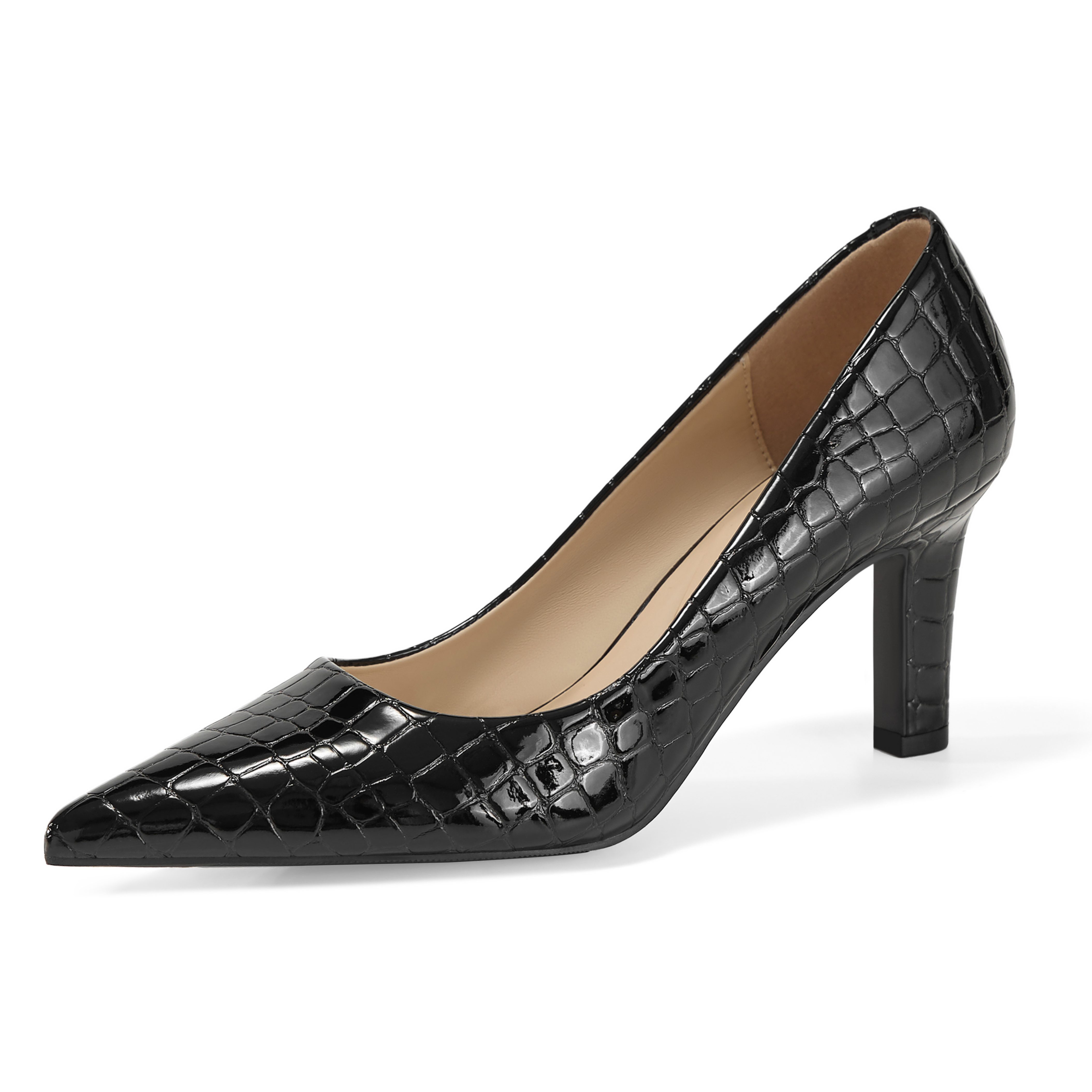 Womens High Heels Closed Pointed Toe Pumps Slip on Dress Shoes Classic Kitten Heels Retro Comfortable Gentle Supportive Heel Back Shoes for Party Wedding Office Work and Daily Wear