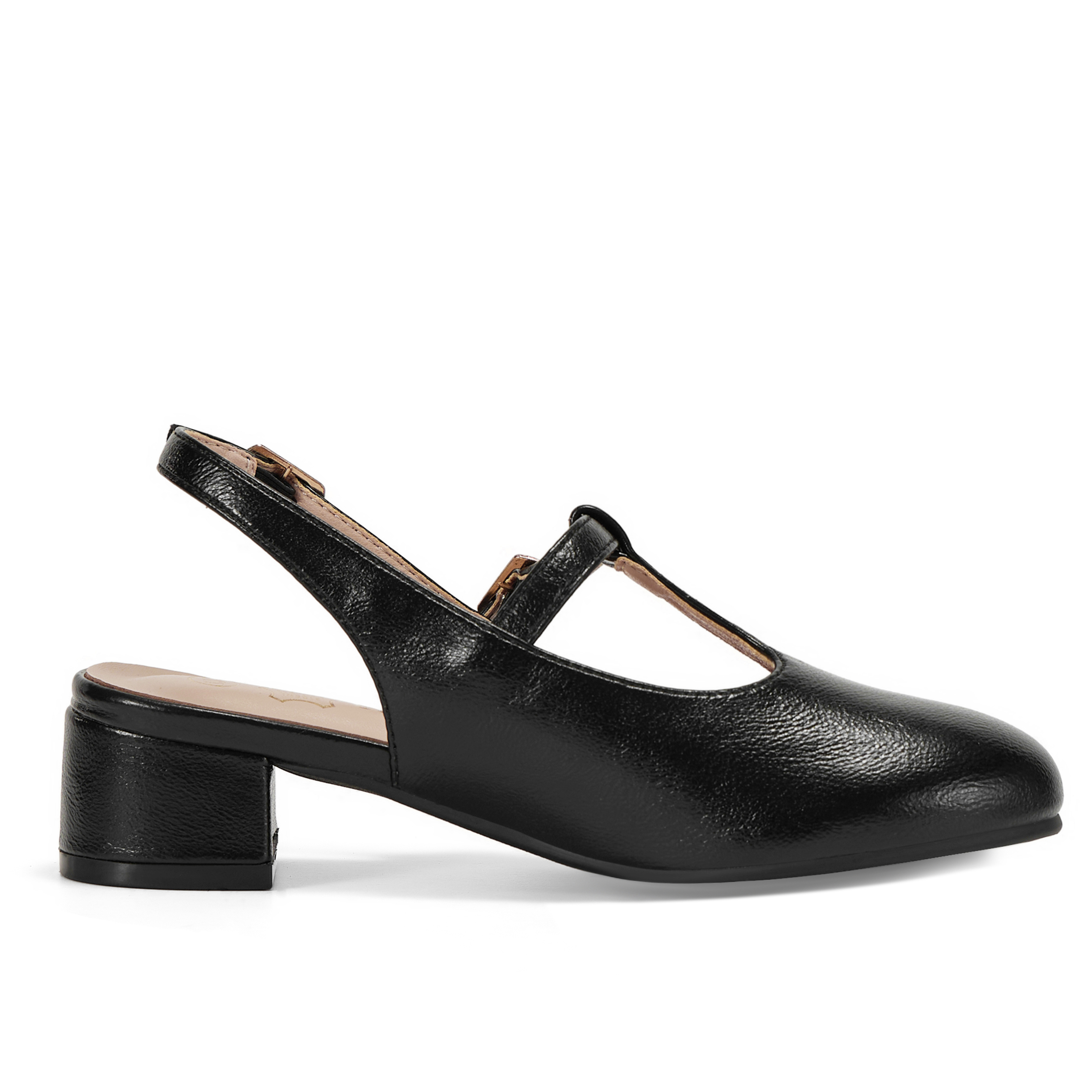 Girls Lambskin Insole Mary Jane Pumps T-Strap Slingback Shoes Cute Closed Toe Dress Shoes Low Block Heel Comfortable for Vacation Festival Party School and Daily Wear