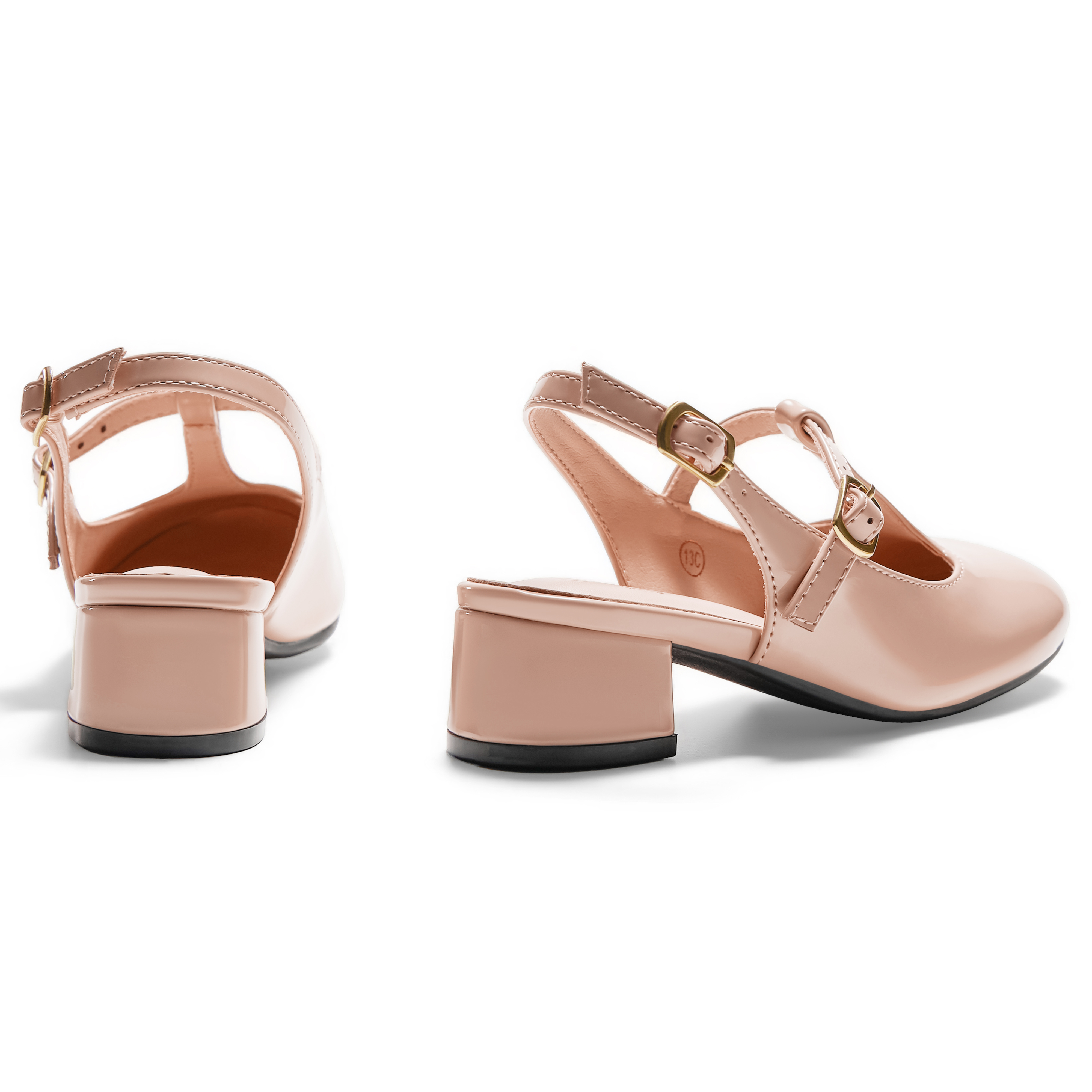 Girls Lambskin Insole Mary Jane Pumps T-Strap Slingback Shoes Cute Closed Toe Dress Shoes Low Block Heel Comfortable for Vacation Festival Party School and Daily Wear