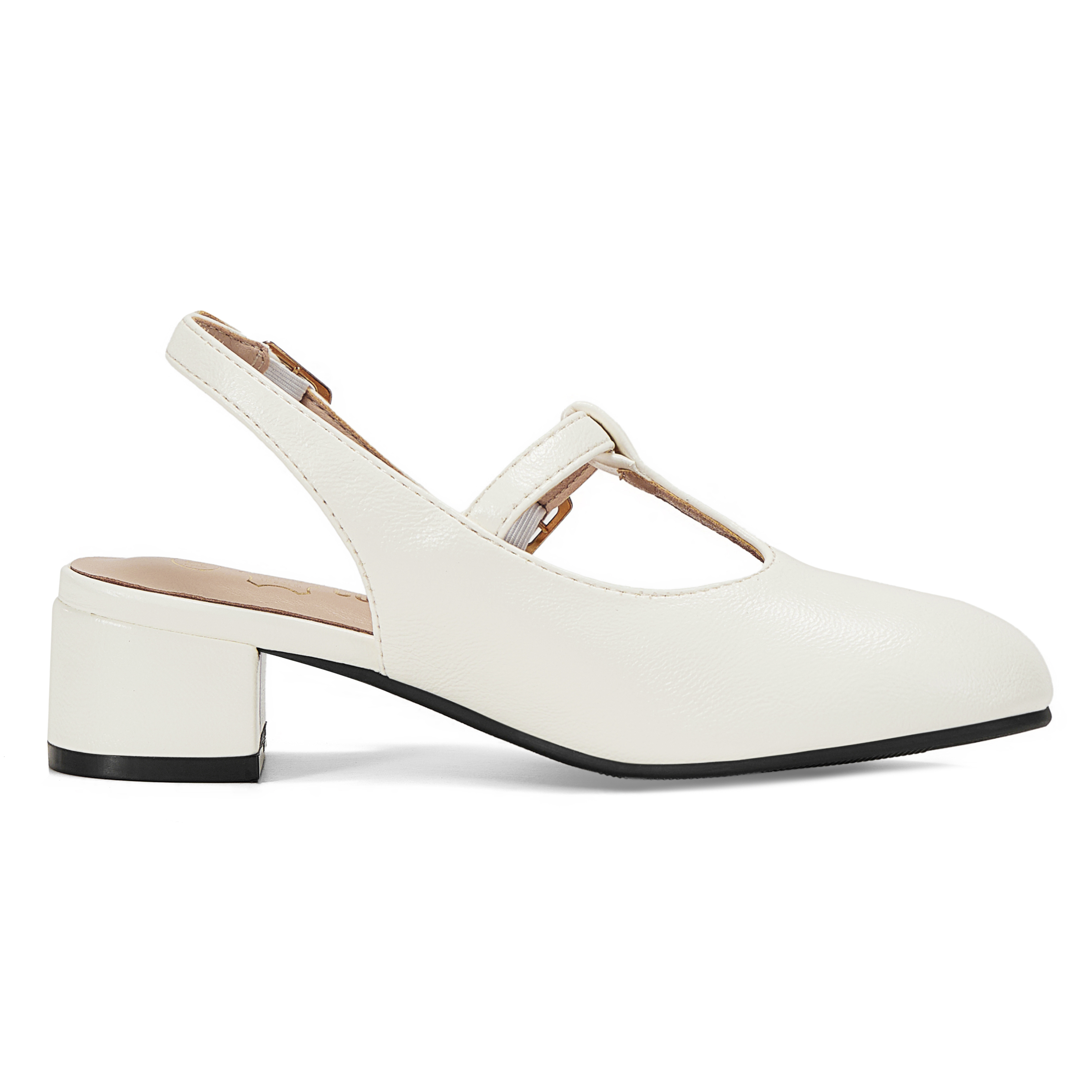 Girls Lambskin Insole Mary Jane Pumps T-Strap Slingback Shoes Cute Closed Toe Dress Shoes Low Block Heel Comfortable for Vacation Festival Party School and Daily Wear