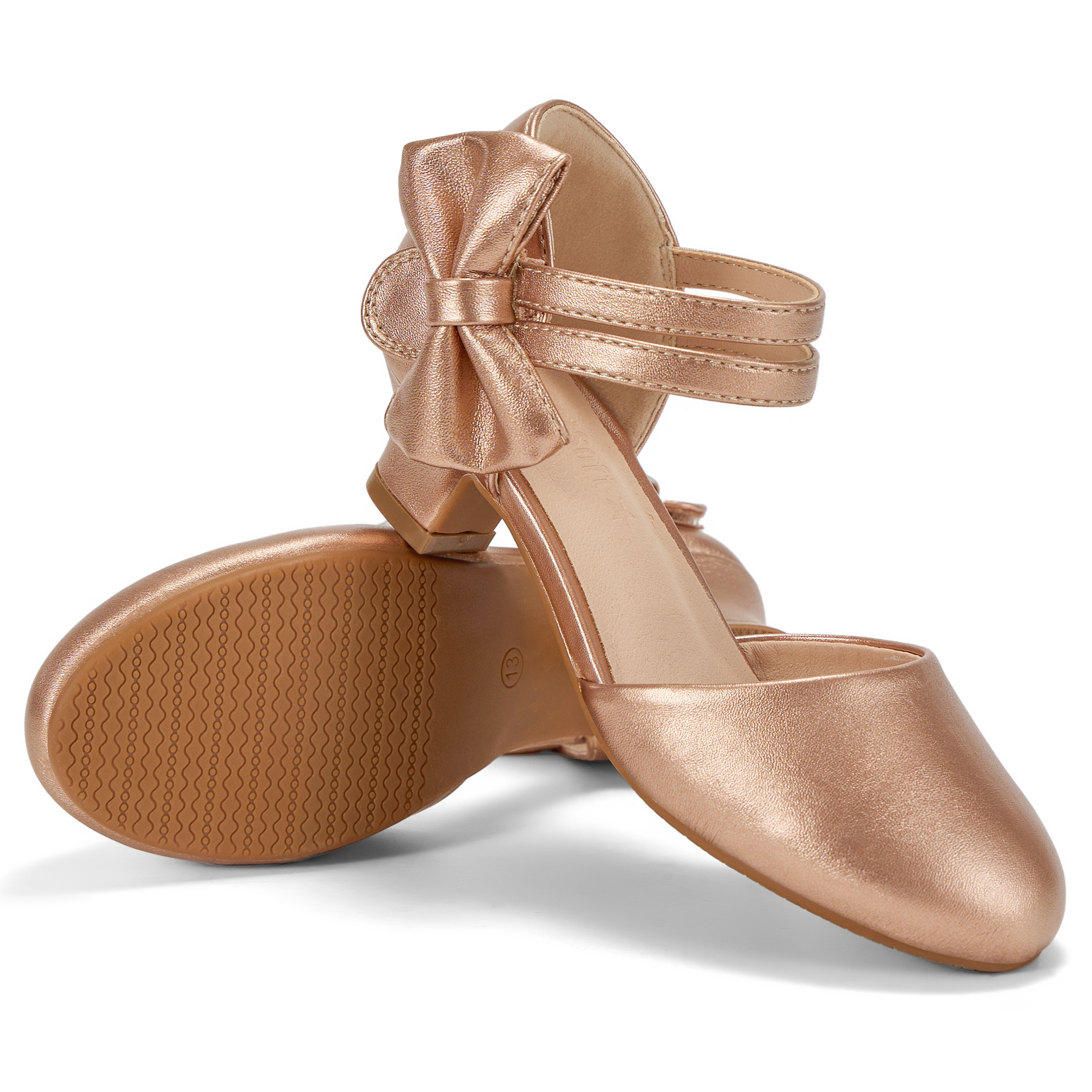 Girls Dress Shoes Bow Closed Toe Low Heels Wedding Pumps Shoes Ankle Strap Party Birthday Cute Pump Round Toe Chunky Heel Closed Toe Hook and Loop Shoes for Little Big Girls