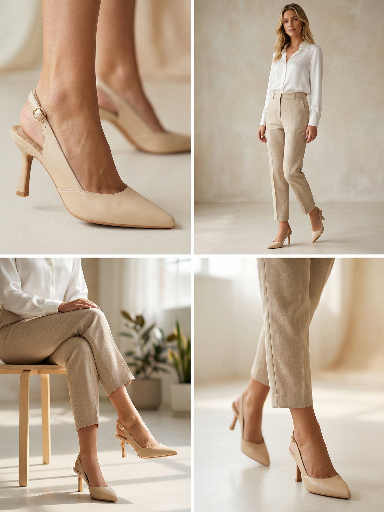 Women's Slingback Kitten Heels Closed Pointed Toe Pumps Wedding Party Dress Shoes