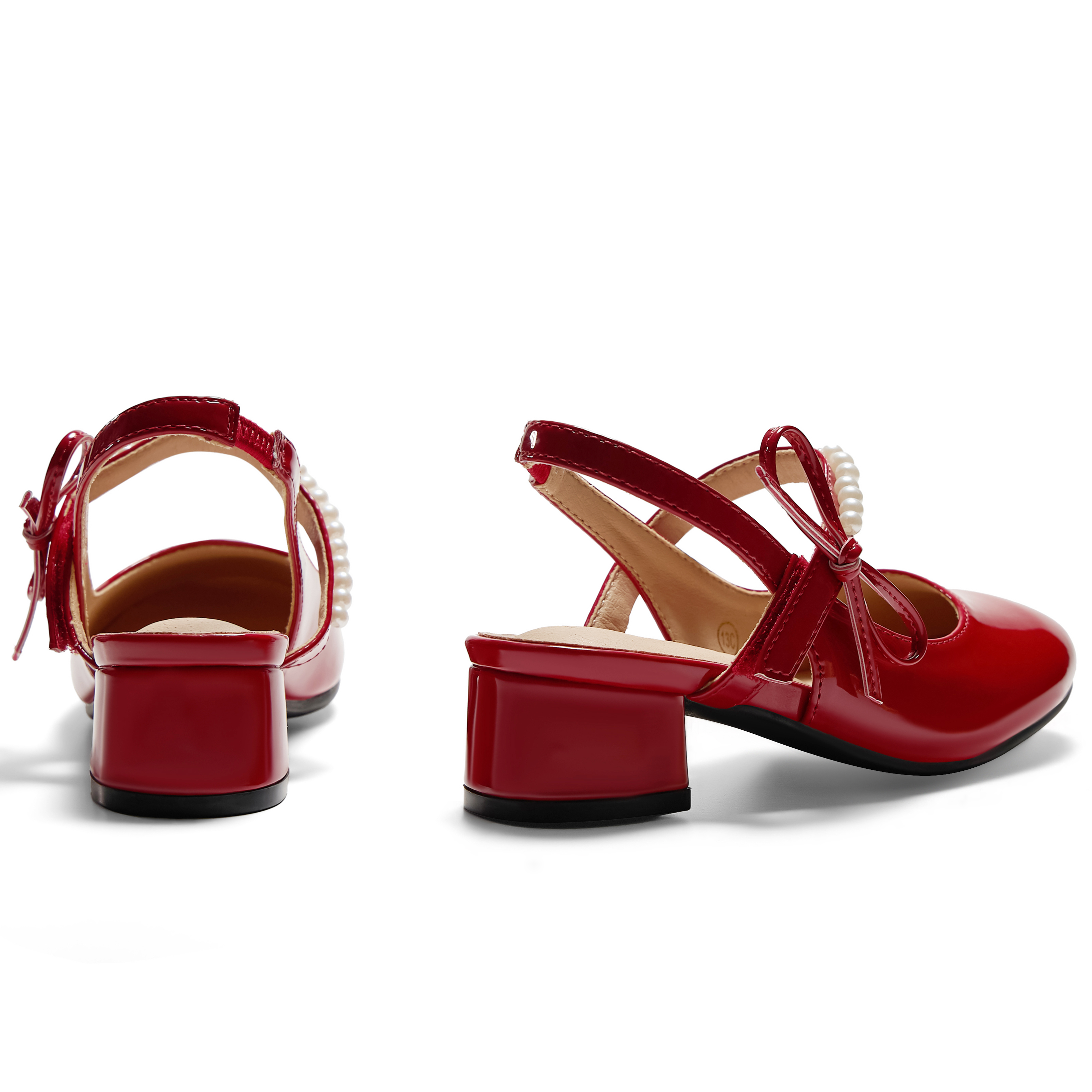 Girls Dress Shoes Low Heel Slingback Mary Jane Bow Pumps Adjustable Hook and Loop Back Strap Low Heel Shoes with Bow, for Wedding, Party, School, Toddler, Little & Big Kid Dress-up