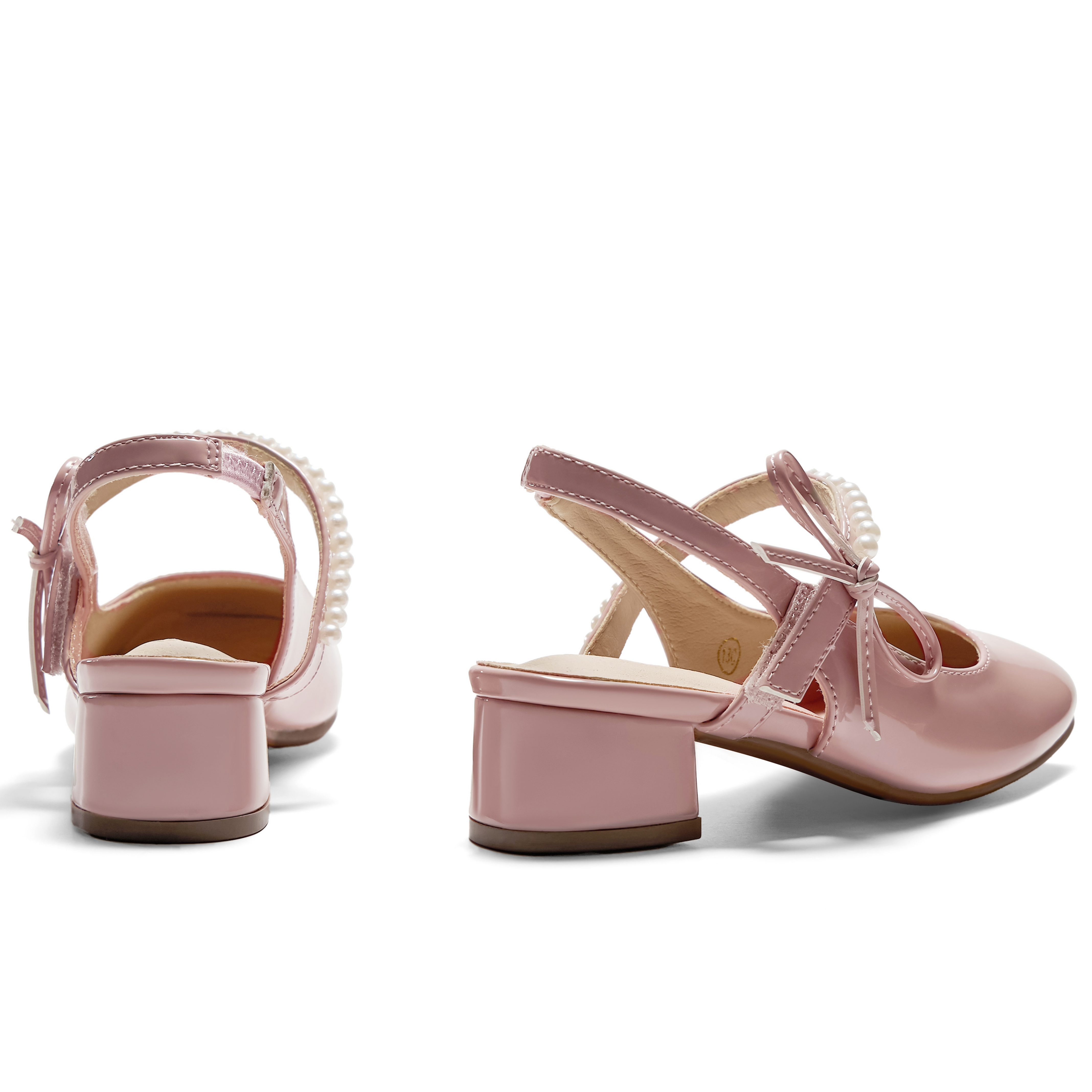 Girls Dress Shoes Low Heel Slingback Mary Jane Bow Pumps Adjustable Hook and Loop Back Strap Low Heel Shoes with Bow, for Wedding, Party, School, Toddler, Little & Big Kid Dress-up