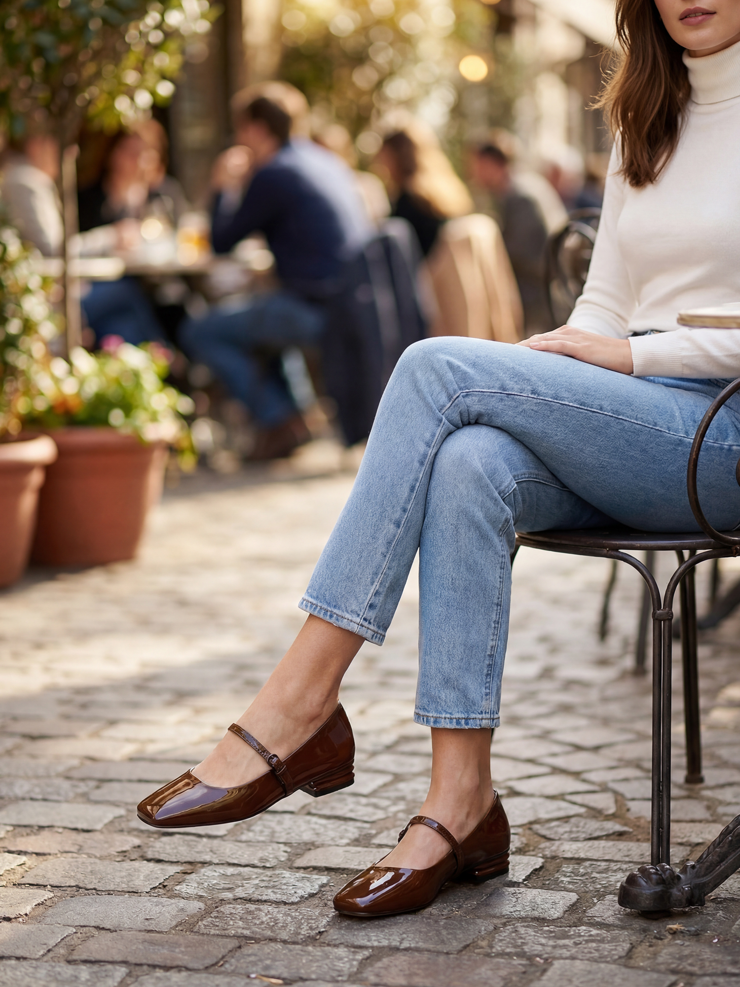 Womens Mary Jane Flats Closed Square Toe Ballet Flat Dressy Comfortable Slip on Shoes